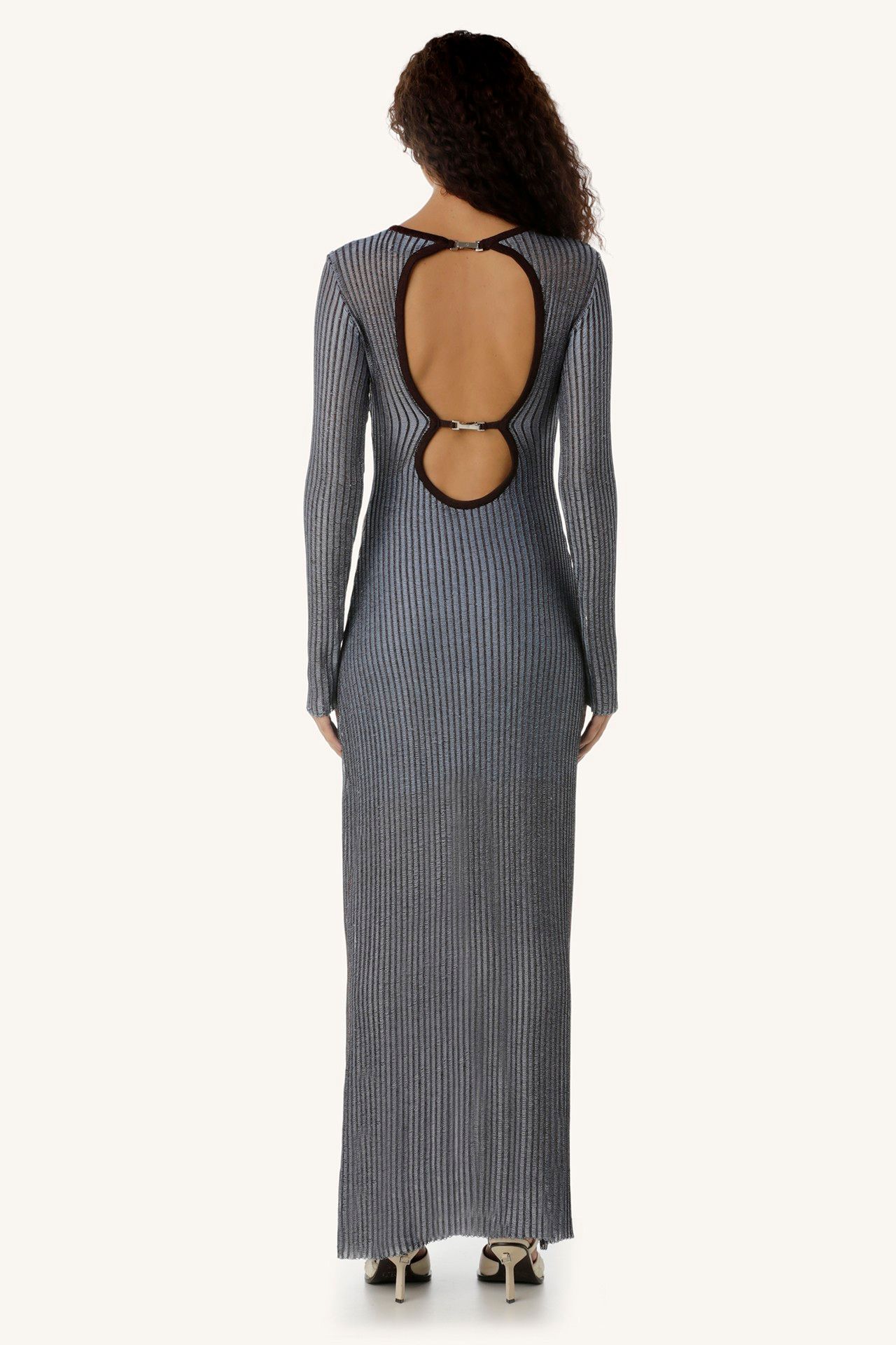 VESTIDO LONGO LUA TRICOT AZUL | BLUE LUA KNIT LONG DRESS