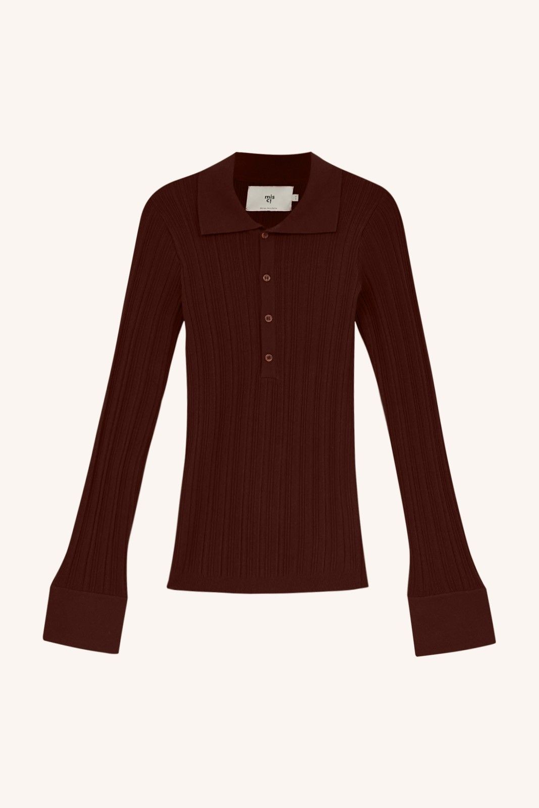 POLO MANGA LONGA ANA TRICOT MARROM | ANA TRICOT LONG SLEEVE POLO SHIRT BROWN