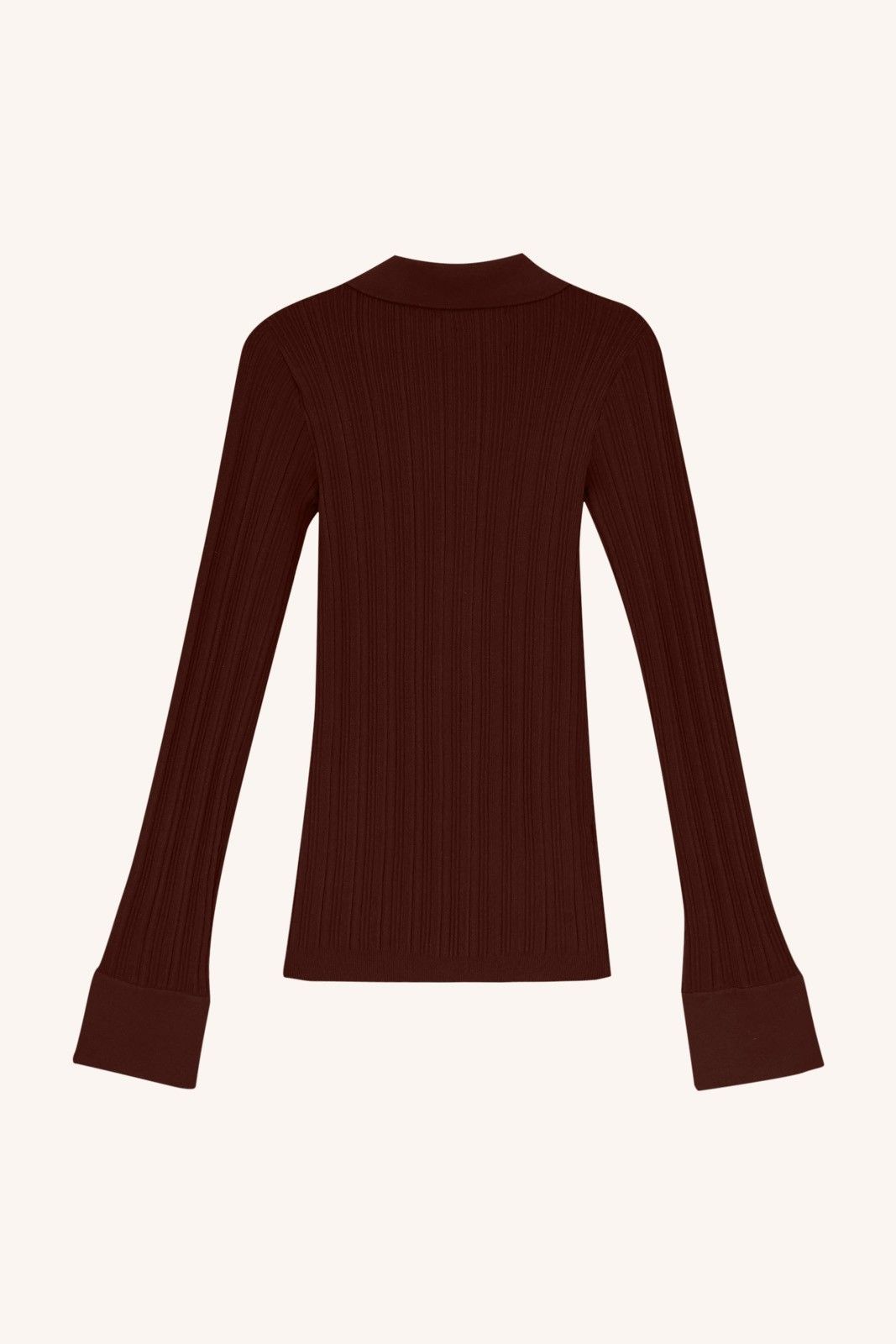 POLO MANGA LONGA ANA TRICOT MARROM | ANA TRICOT LONG SLEEVE POLO SHIRT BROWN
