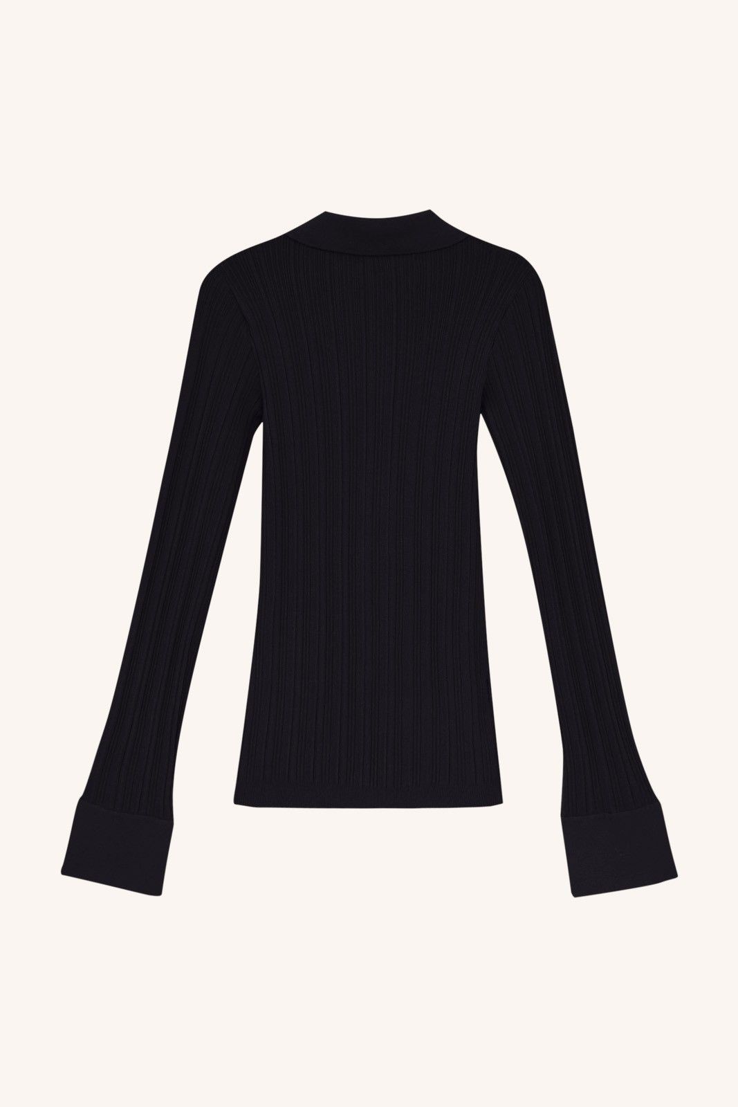 POLO MANGA LONGA ANA TRICOT PRETO | BLACK ANA KNIT LONG SLEEVE POLO SHIRT