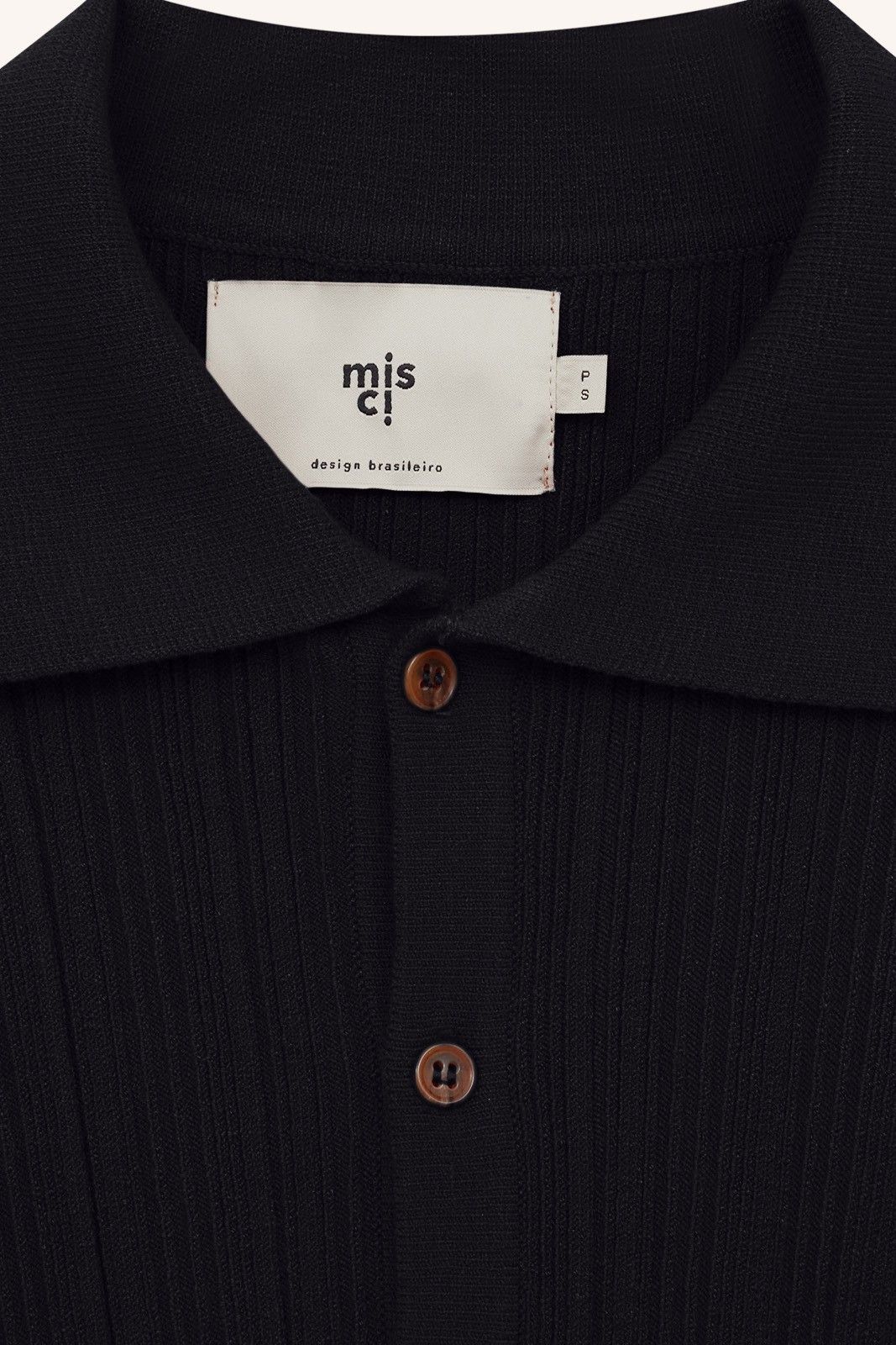 POLO MANGA LONGA ANA TRICOT PRETO | BLACK ANA KNIT LONG SLEEVE POLO SHIRT