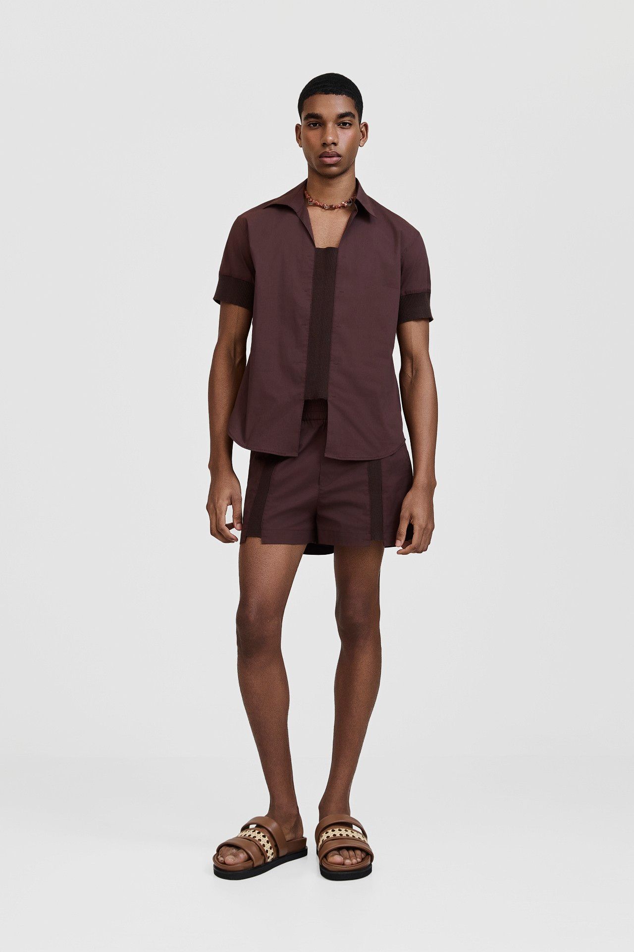 CAMISA MANGA CURTA PALMEIRA MARROM | PALMEIRA SHORT SLEEVE BROWN