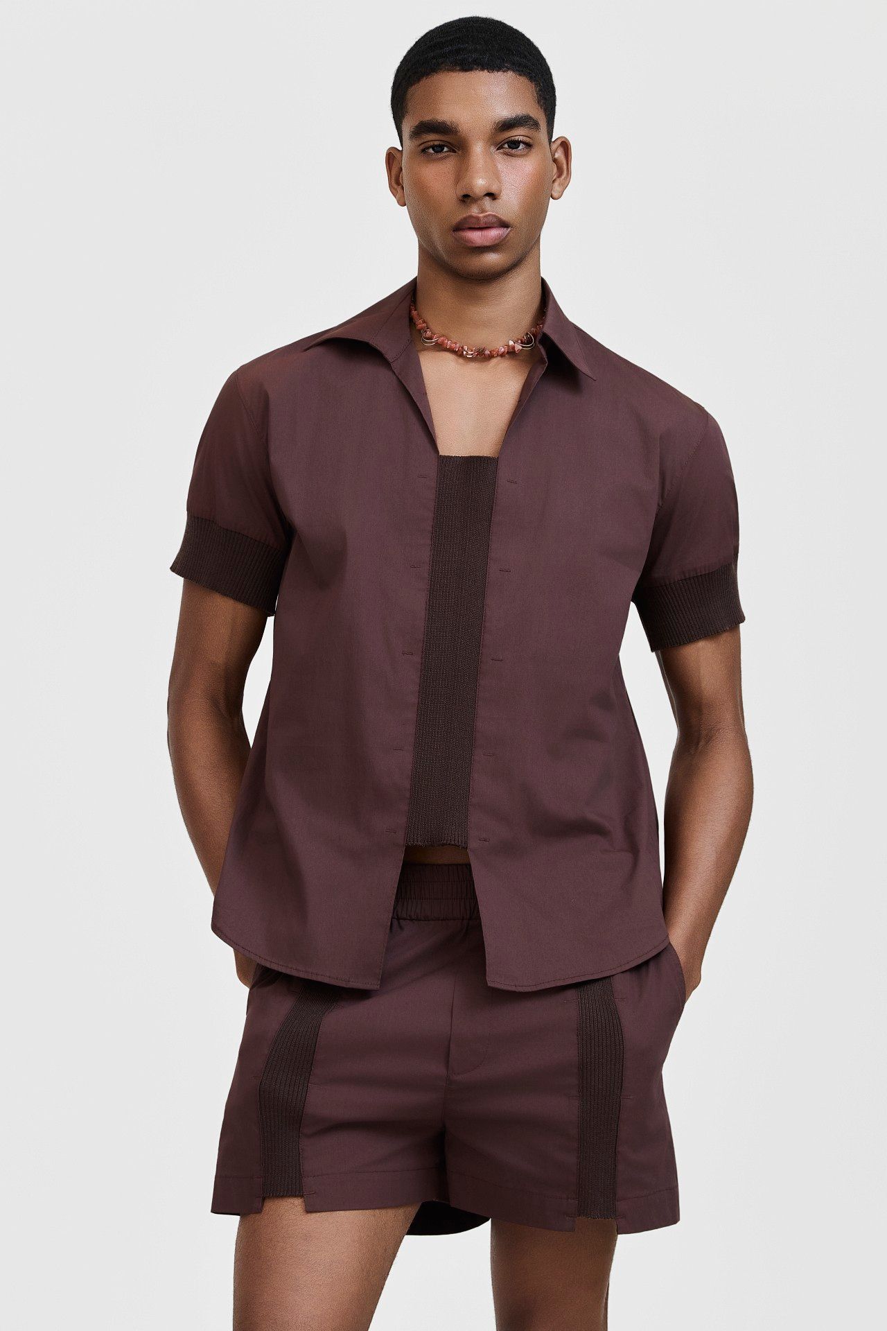 CAMISA MANGA CURTA PALMEIRA MARROM | PALMEIRA SHORT SLEEVE BROWN