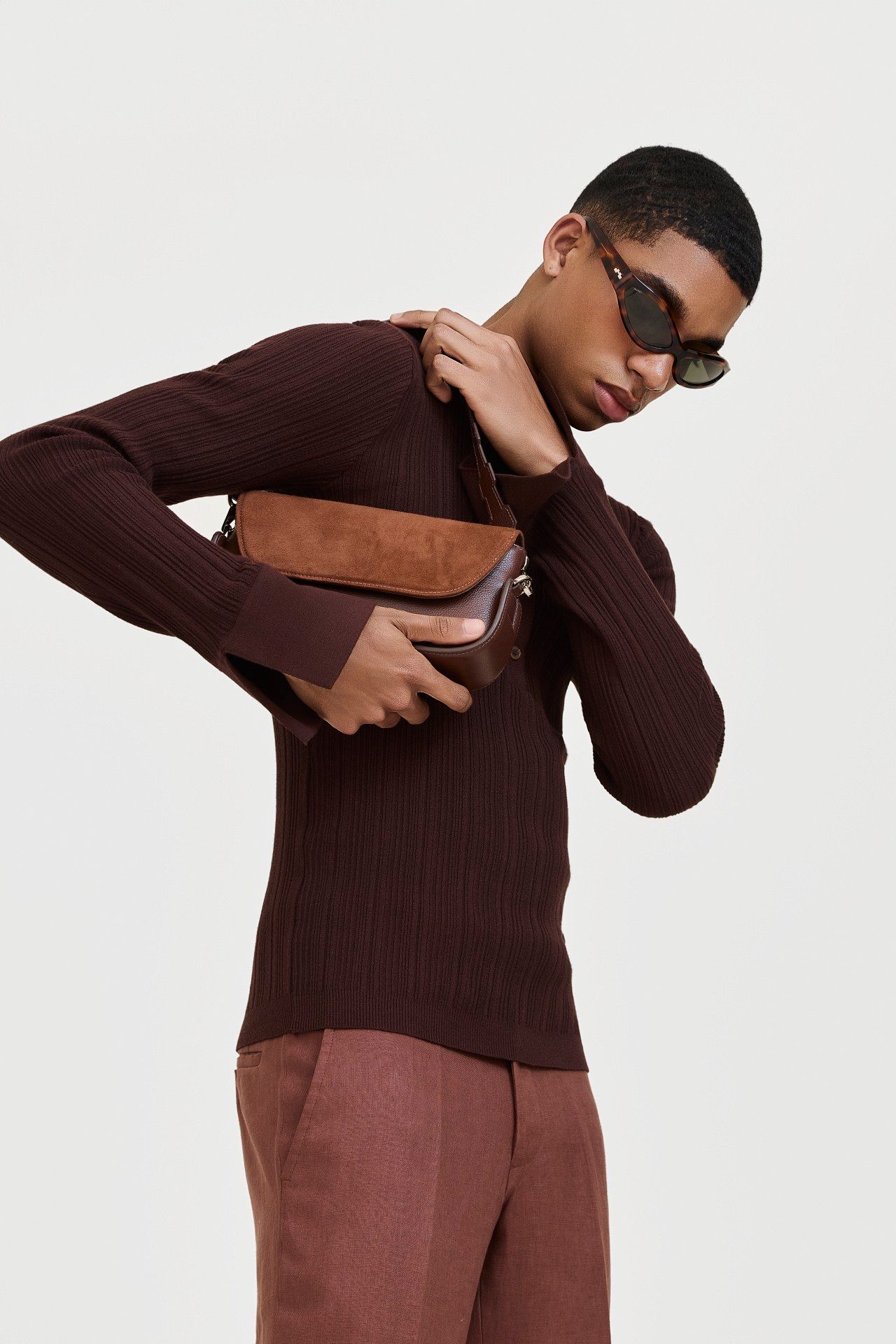 POLO MANGA LONGA ANA TRICOT MARROM | ANA TRICOT LONG SLEEVE POLO SHIRT BROWN