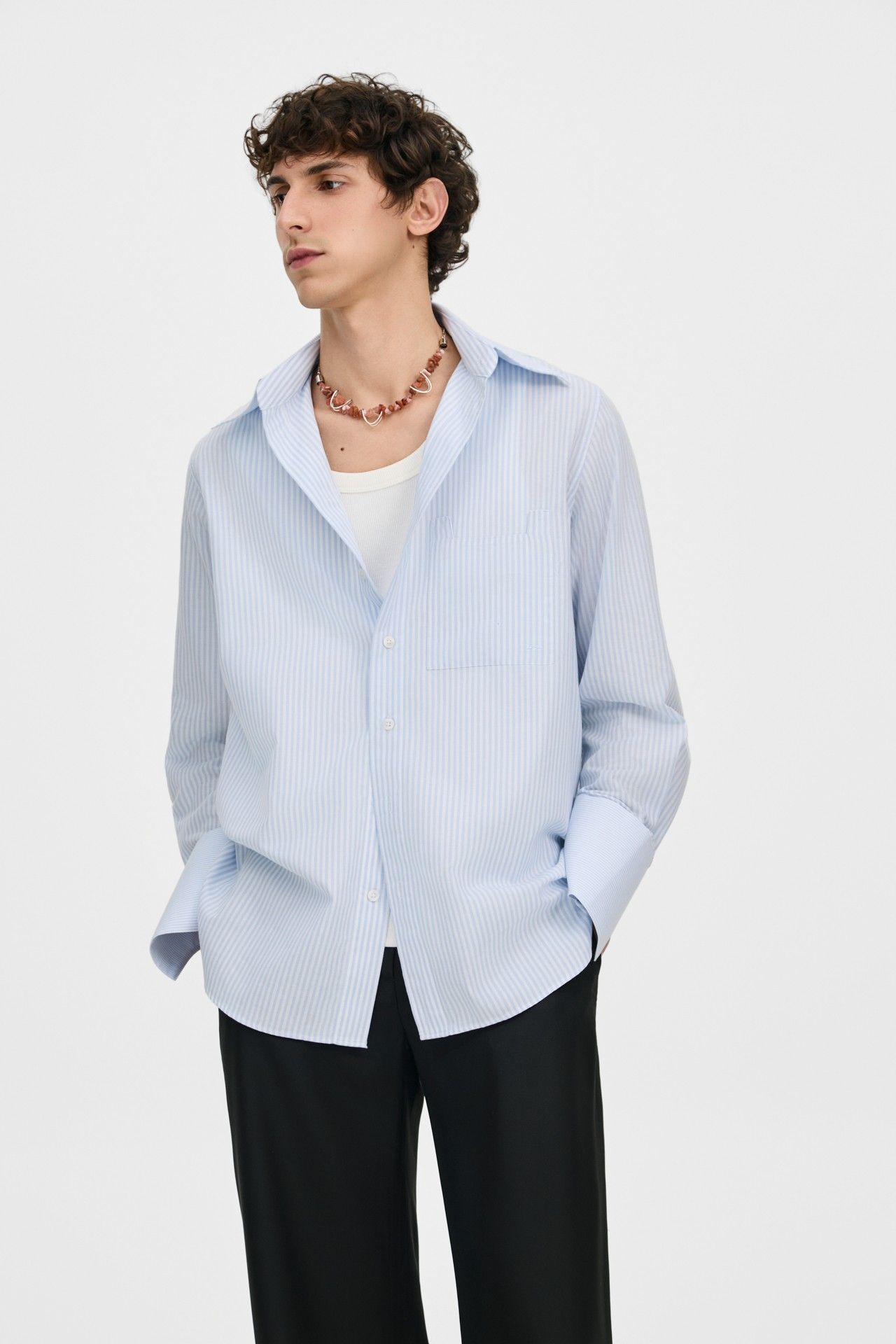 CAMISA MANGA LONGA USHUAIA LISTRADA AZUL CLARO | USHUAIA LIGHT BLUE STRIPED LONG-SLEEVED SHIRT