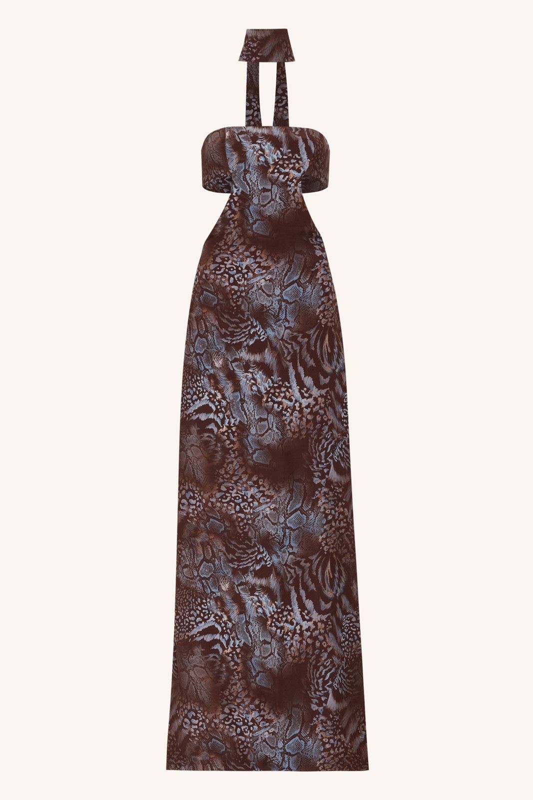 VESTIDO AGRESTE ANIMAL PRINT MARROM/AZUL | AGRESTE ANIMAL PRINT DRESS BROWN/BLUE
