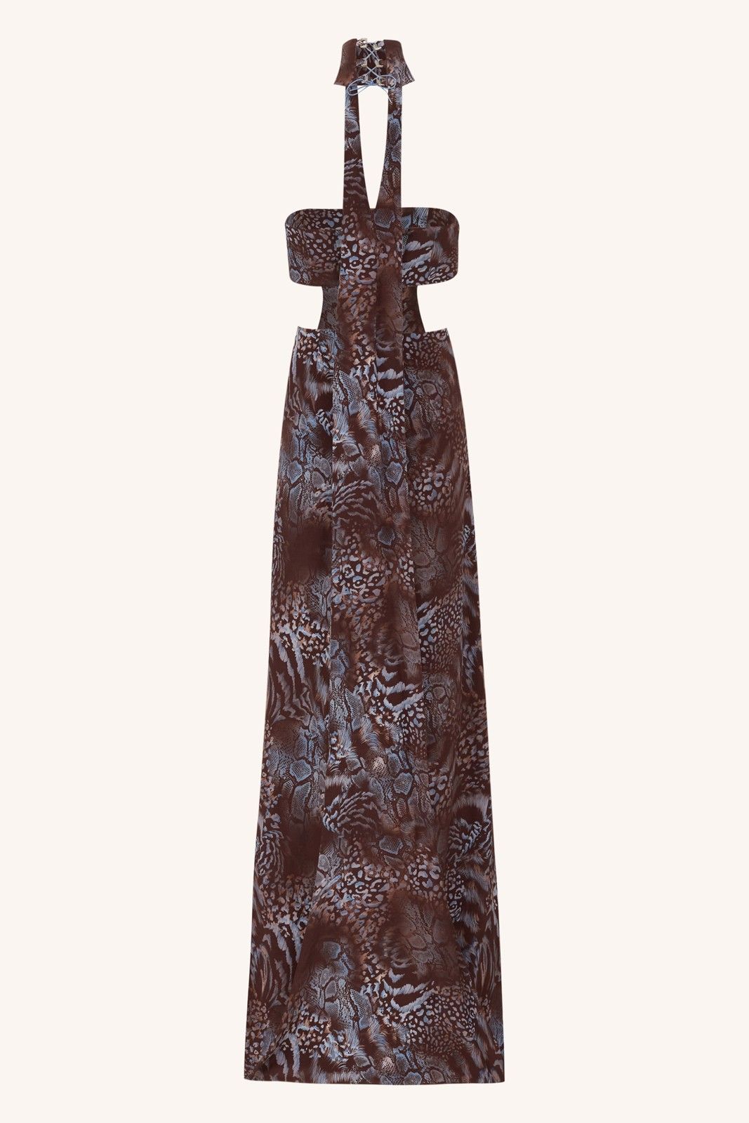 VESTIDO AGRESTE ANIMAL PRINT MARROM/AZUL | AGRESTE ANIMAL PRINT DRESS BROWN/BLUE