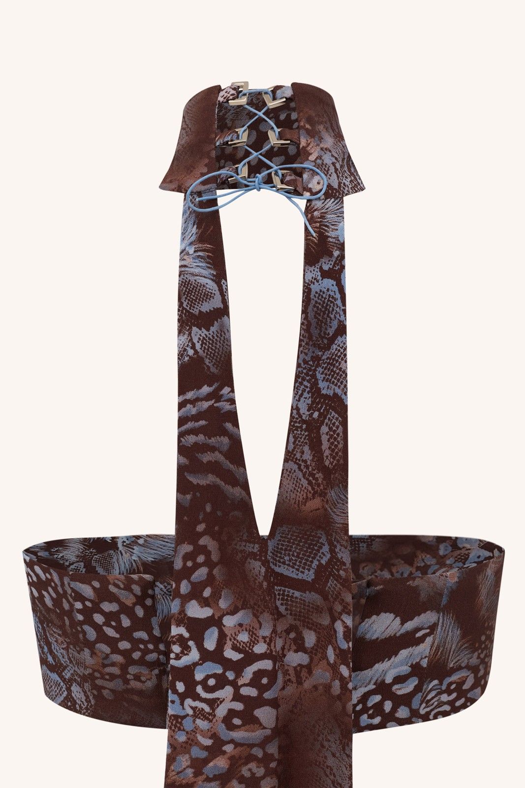 VESTIDO AGRESTE ANIMAL PRINT MARROM/AZUL | AGRESTE ANIMAL PRINT DRESS BROWN/BLUE