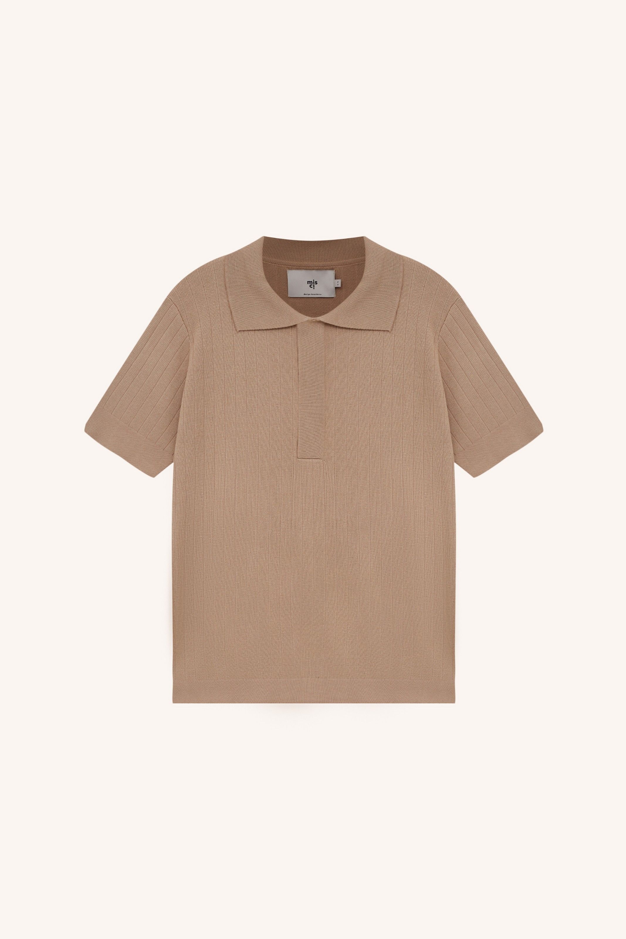 POLO TRICOT CANELADA BEGE | BEIGE RIBBED KNIT POLO SHIRT