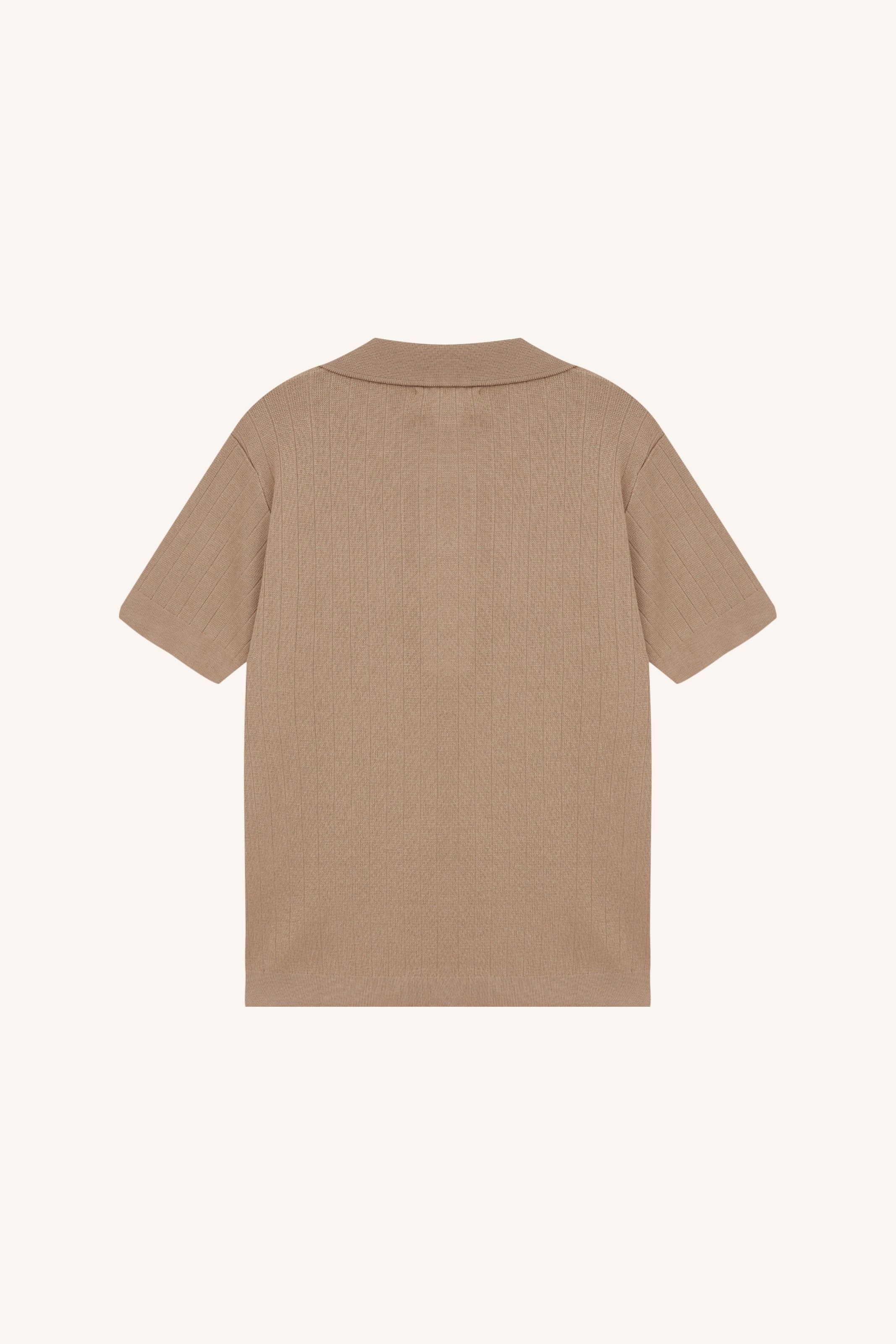 POLO TRICOT CANELADA BEGE | BEIGE RIBBED KNIT POLO SHIRT