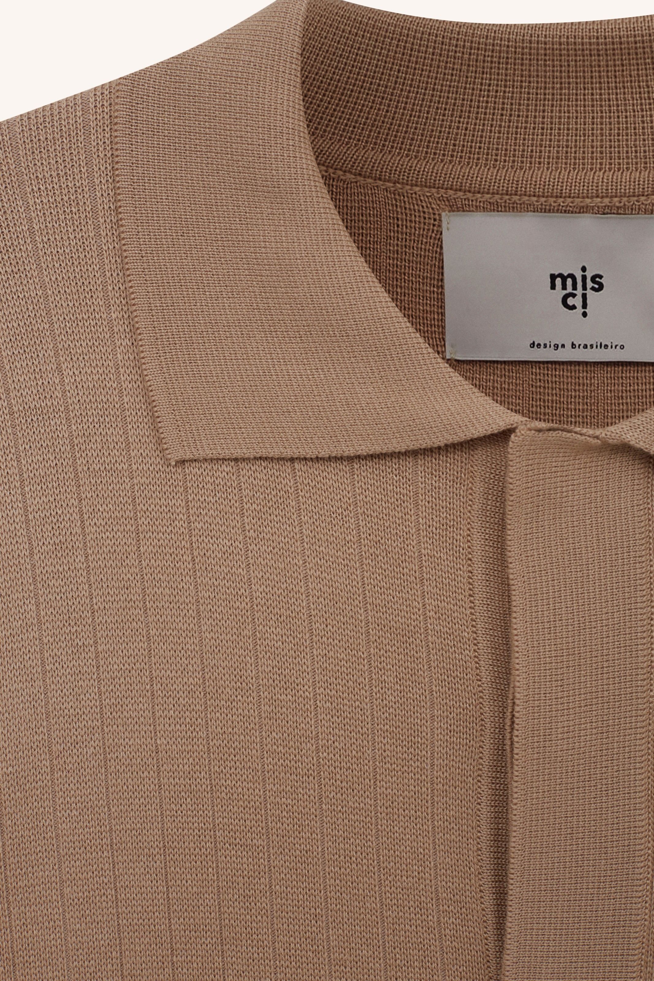 POLO TRICOT CANELADA BEGE | BEIGE RIBBED KNIT POLO SHIRT