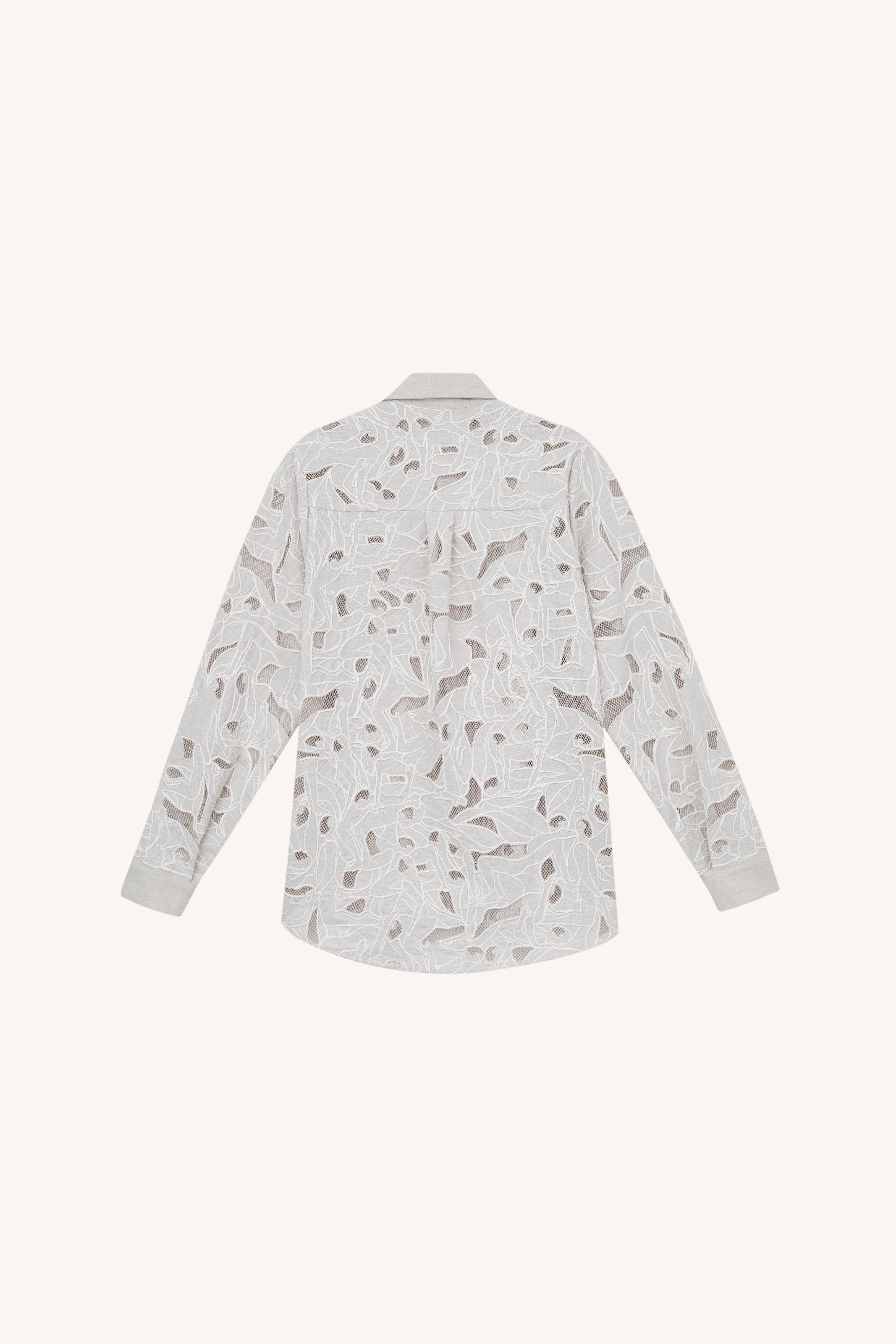 CAMISA MANGA LONGA ASCÂNIO BORDADA NATURAL | ASCÂNIO NATURAL EMBROIDERED LONG-SLEEVE SHIRT
