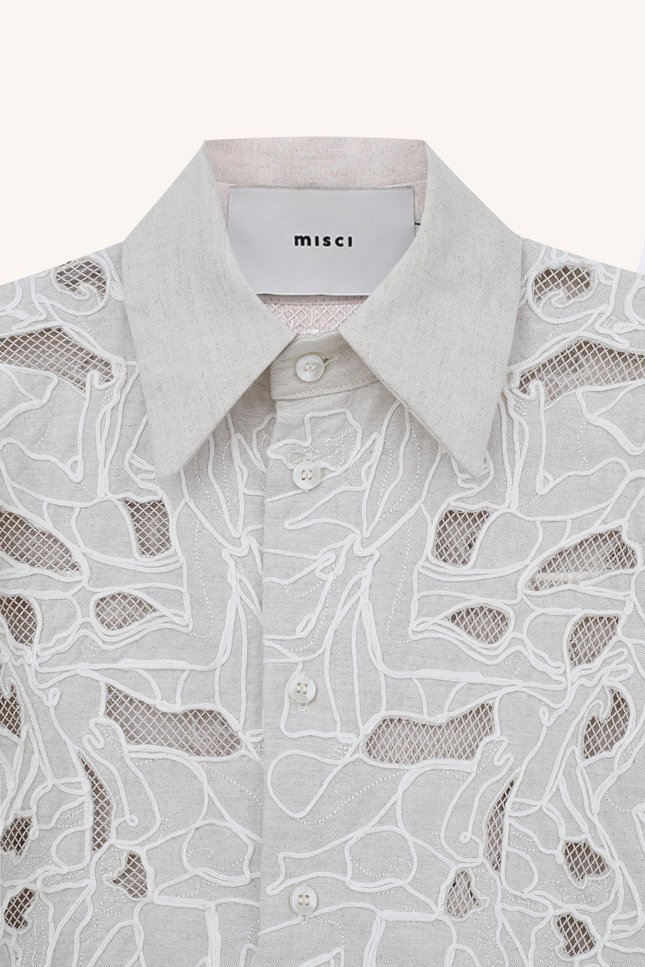 CAMISA MANGA LONGA ASCÂNIO BORDADA NATURAL | ASCÂNIO NATURAL EMBROIDERED LONG-SLEEVE SHIRT