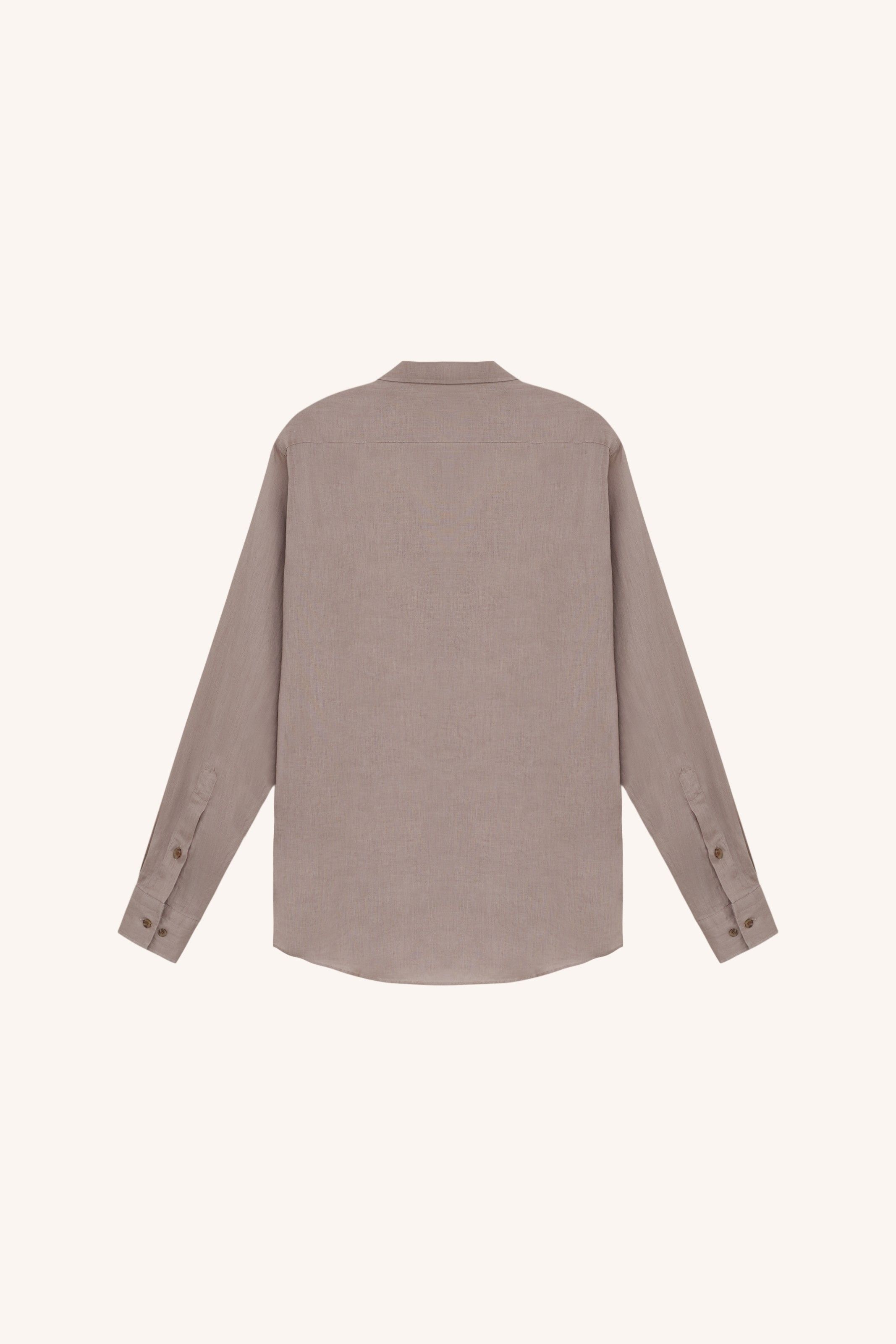 CAMISA MANGA LONGA ÍCONE LINHO MARROM | BROWN LINEN ICONE LONG-SLEEVE SHIRT