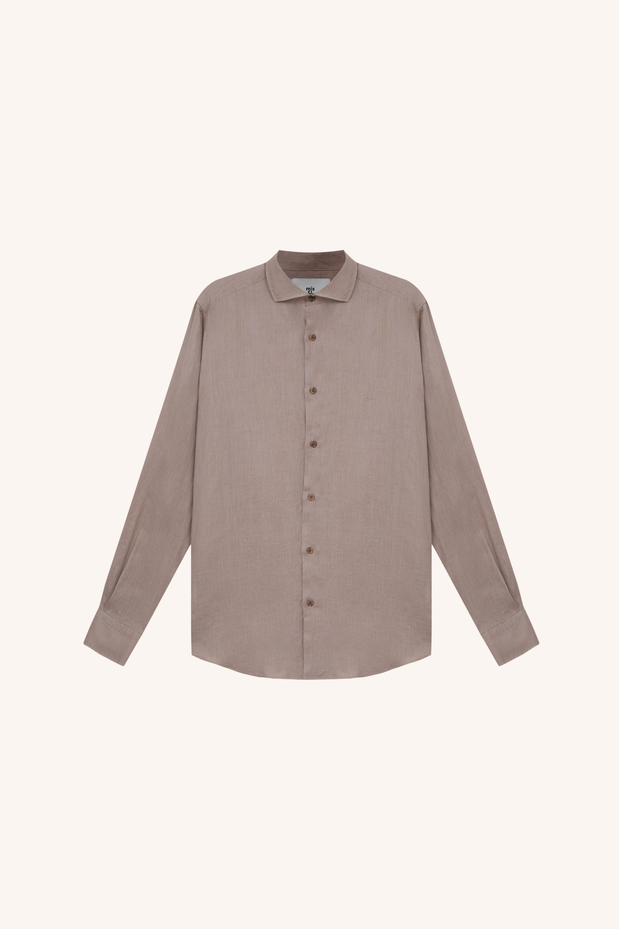 CAMISA MANGA LONGA ÍCONE LINHO MARROM | BROWN LINEN ICONE LONG-SLEEVE SHIRT