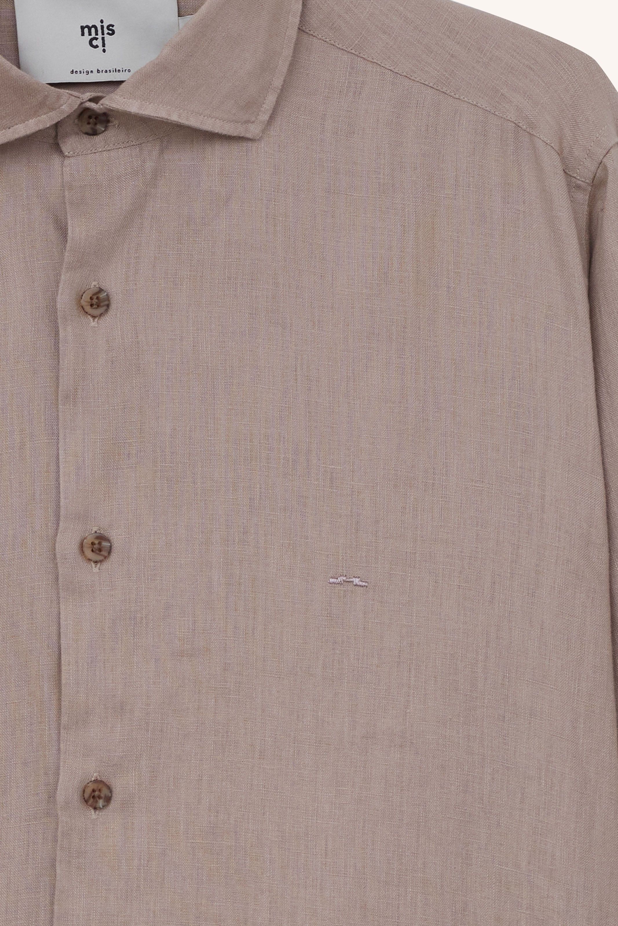 CAMISA MANGA LONGA ÍCONE LINHO MARROM | BROWN LINEN ICONE LONG-SLEEVE SHIRT