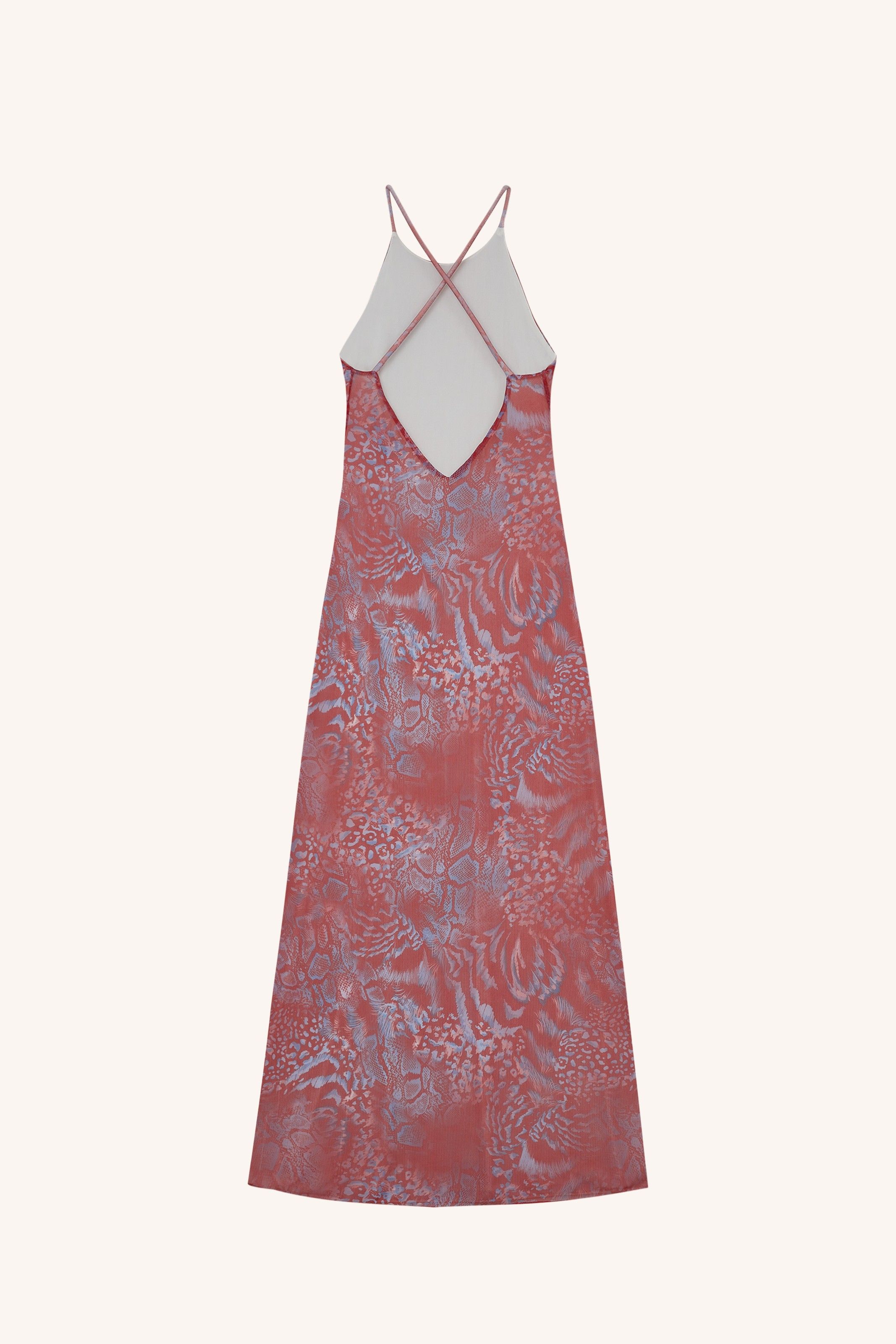 VESTIDO MARIA TULE ANIMAL PRINT VERMELHO/AZUL | MARIA TULE ANIMAL PRINT DRESS RED/BLUE