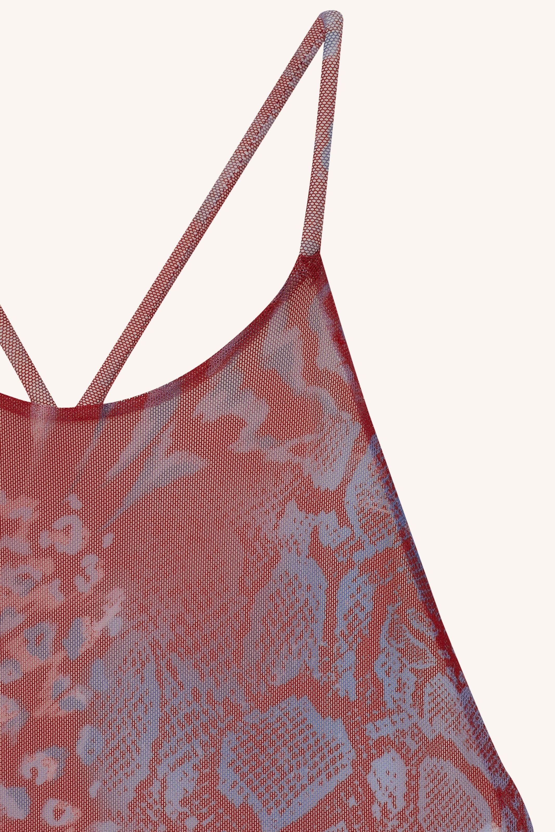 VESTIDO MARIA TULE ANIMAL PRINT VERMELHO/AZUL | MARIA TULE ANIMAL PRINT DRESS RED/BLUE
