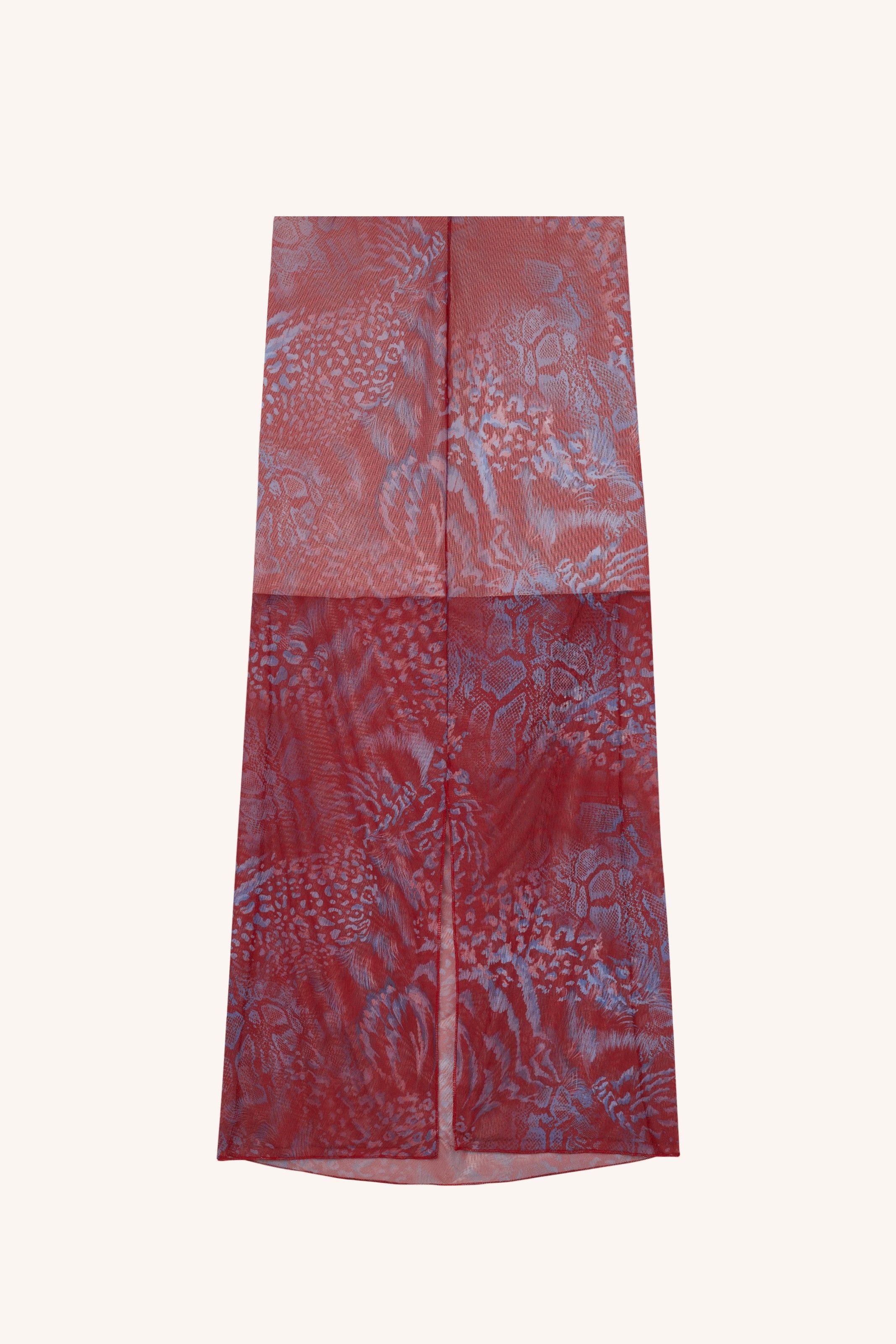 SAIA MARIA TULE ESTAMPADA ANIMAL PRINT VERMELHO/AZUL | MARIA TULE SKIRT WITH ANIMAL PRINT RED/BLUE