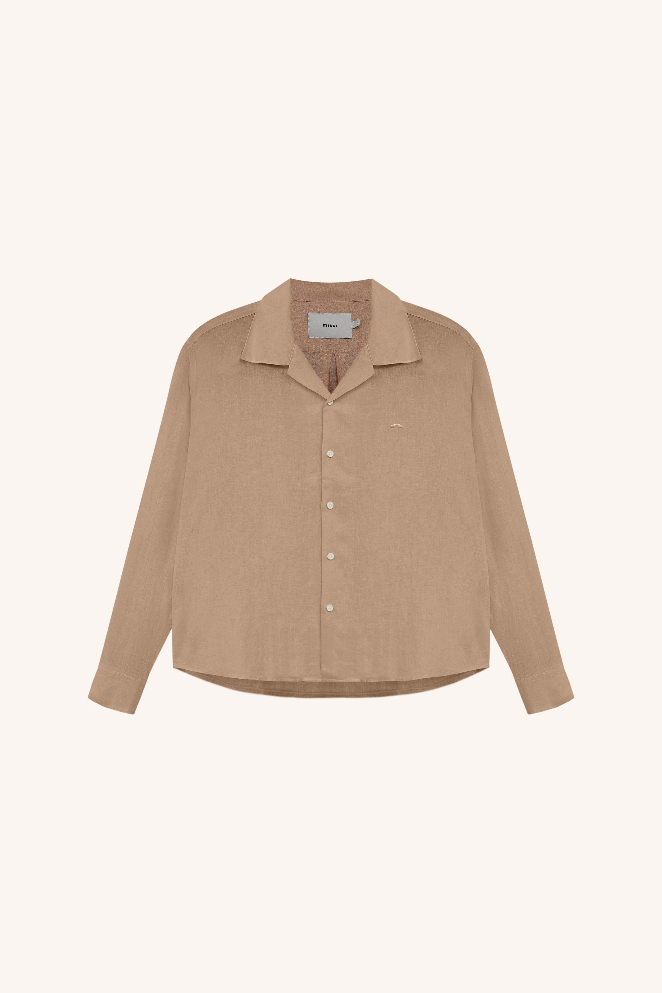 CAMISA MANGA LONGA VISCOLINHO LOGO BEGE | BEIGE LONG-SLEEVED VISCOLINHO LOGO SHIRT