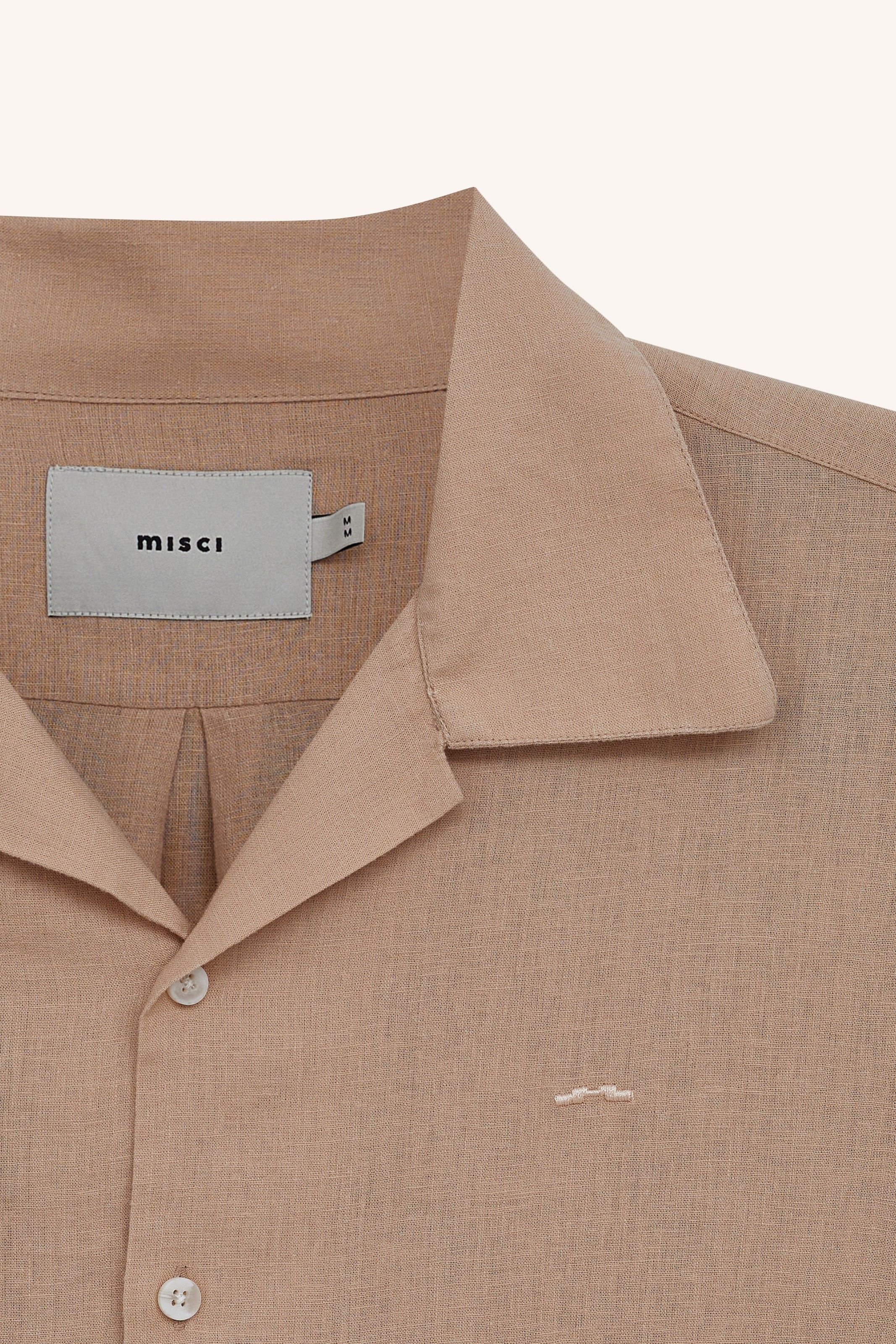 CAMISA MANGA LONGA VISCOLINHO LOGO BEGE | BEIGE LONG-SLEEVED VISCOLINHO LOGO SHIRT