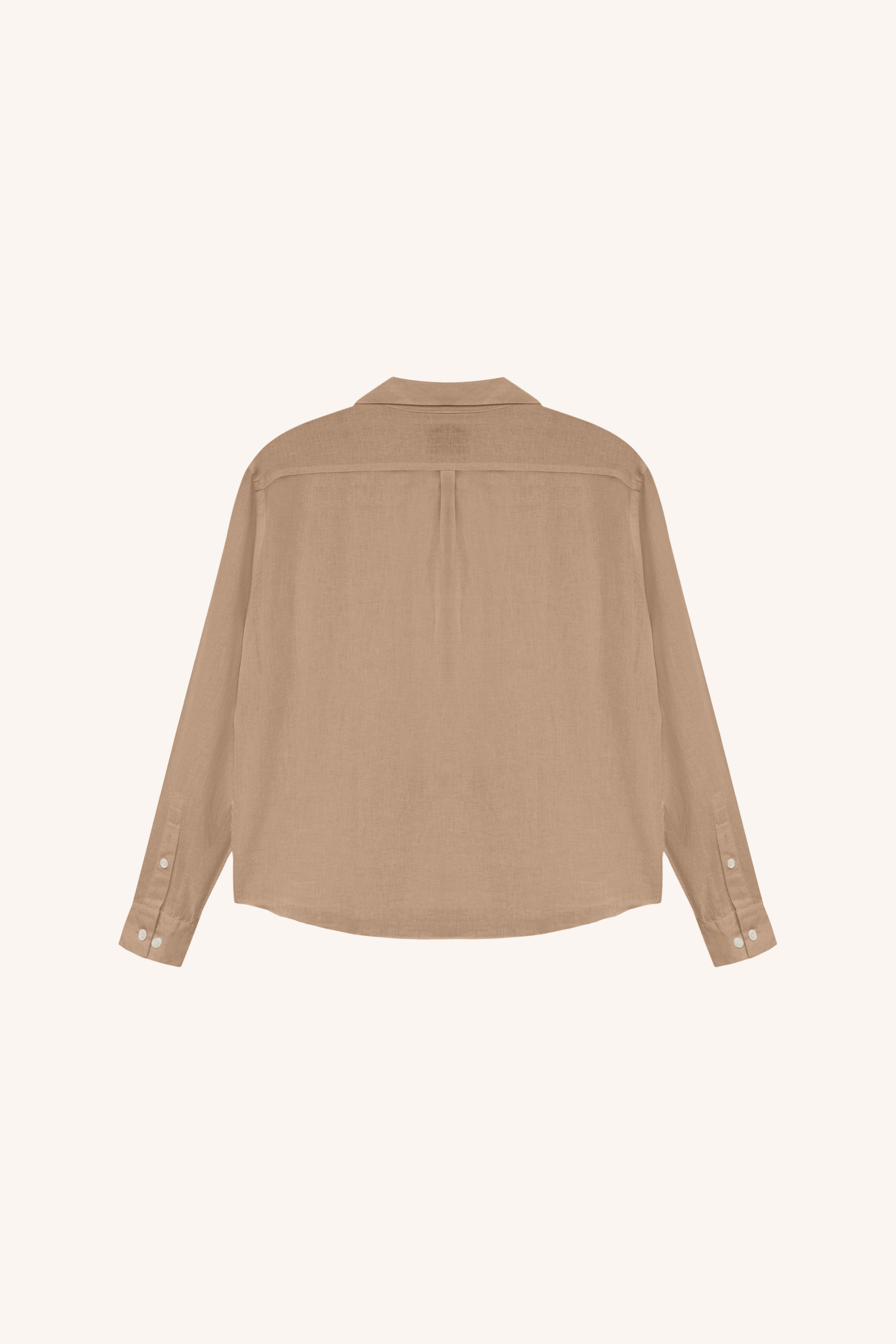 CAMISA MANGA LONGA VISCOLINHO LOGO BEGE | BEIGE LONG-SLEEVED VISCOLINHO LOGO SHIRT