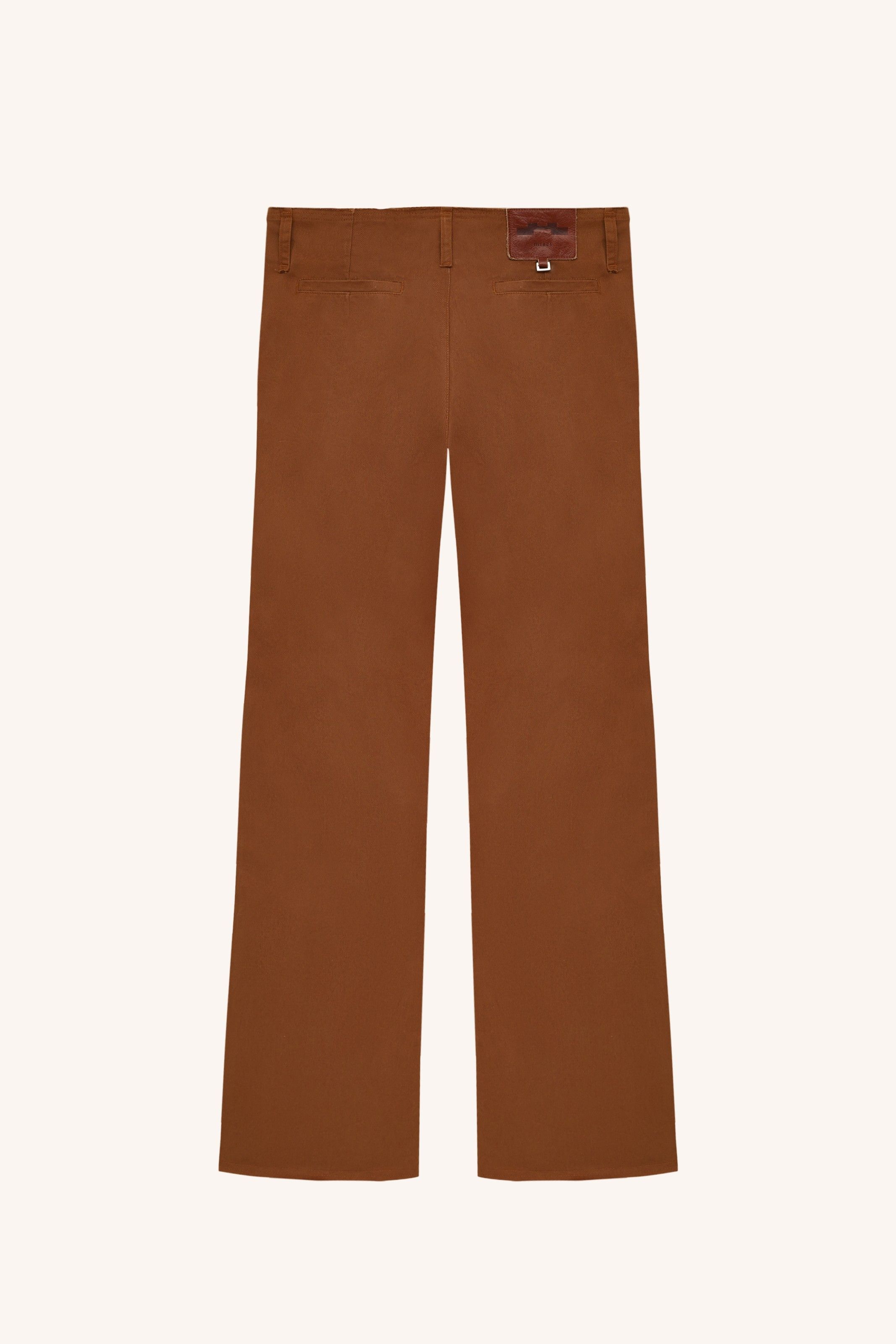 CALÇA RASGO SARJA CARAMELO BEGE | CARAMEL BEIGE DISTRESSED TWILL PANTS