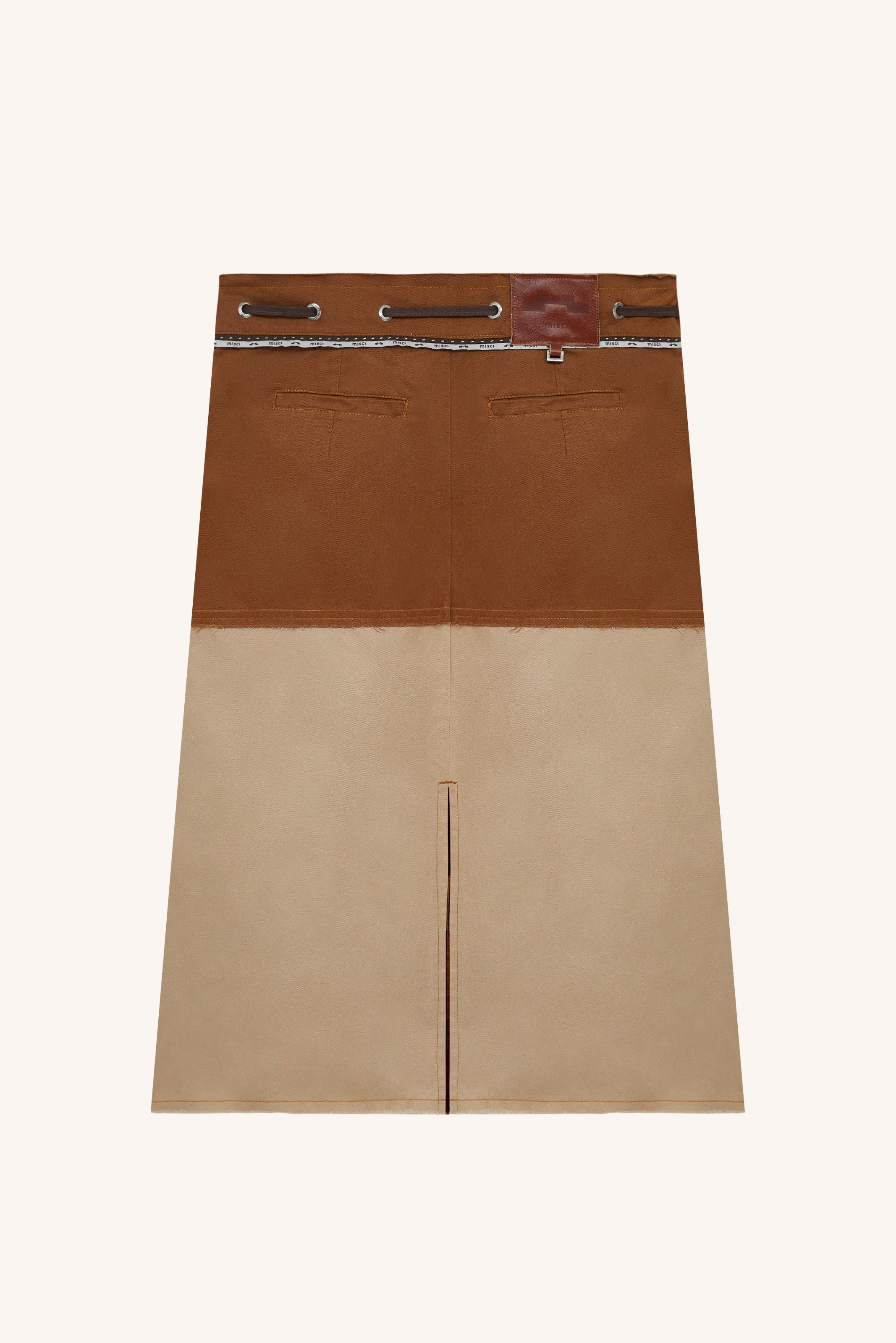 SAIA TERRA SARJA CARAMELO BEGE | CARAMEL BEIGE TWILL EARTH SKIRT