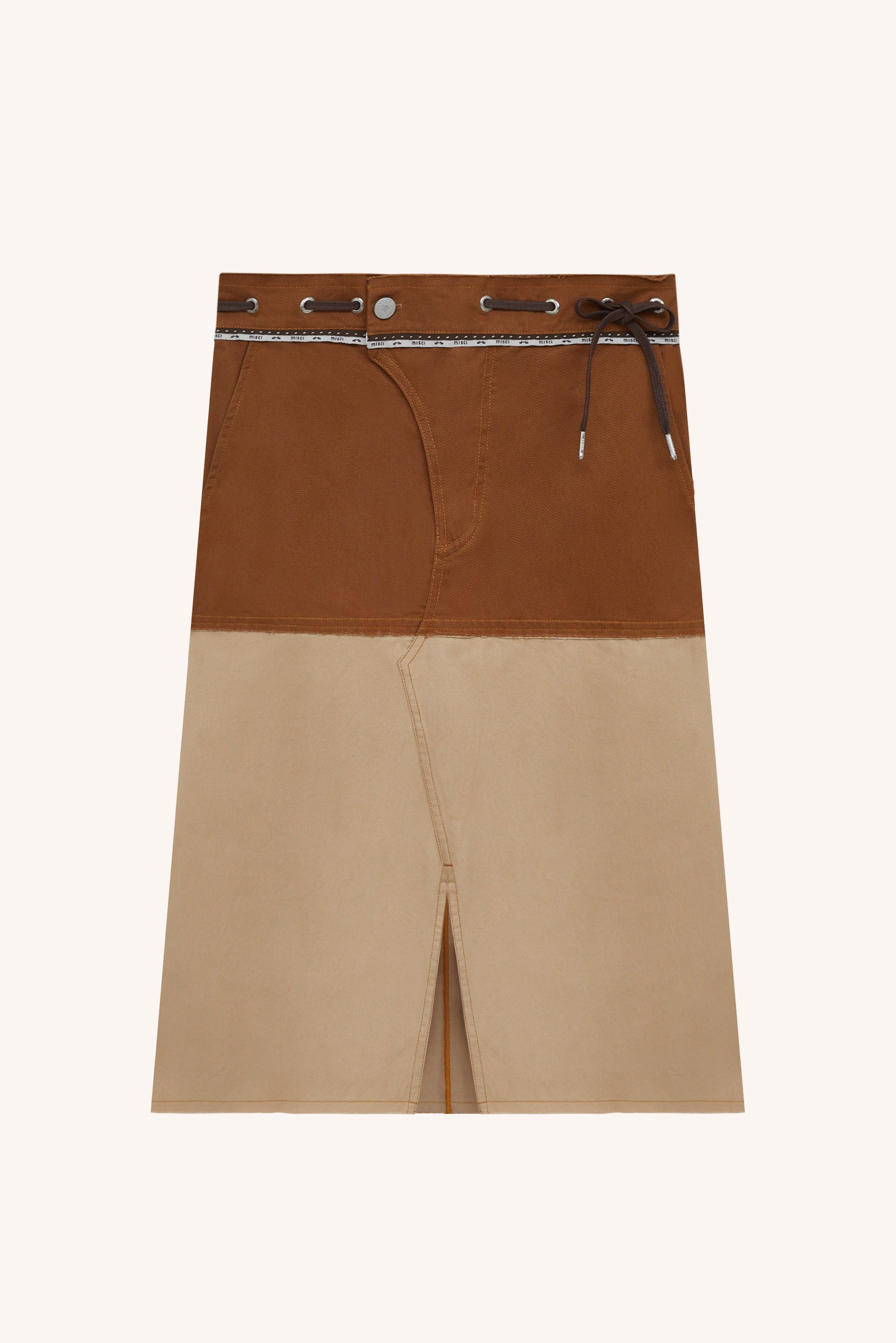SAIA TERRA SARJA CARAMELO BEGE | CARAMEL BEIGE TWILL EARTH SKIRT