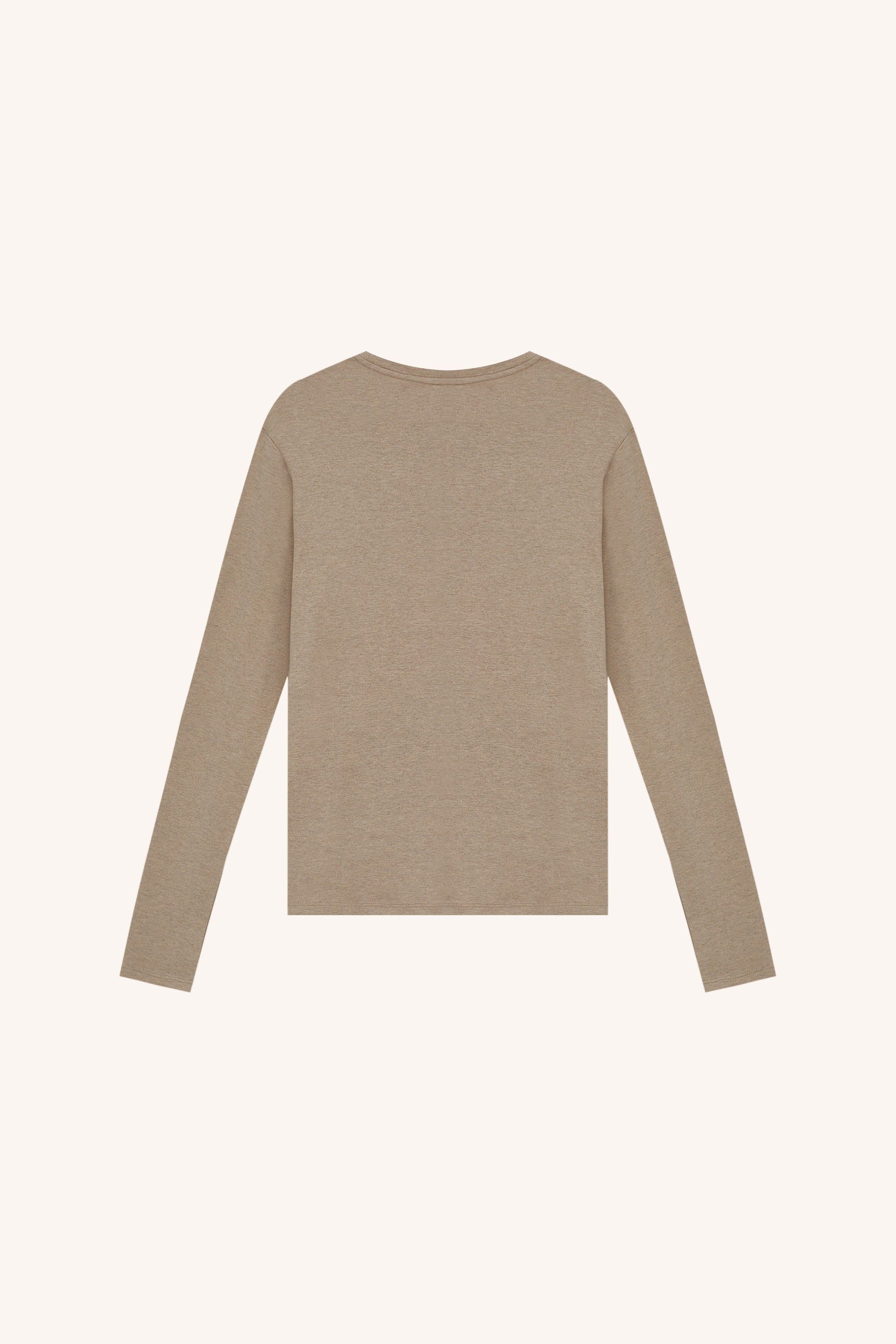 CAMISETA MANGA   LONGA SOM MALHA DE   LÃ  BEGE | BEIGE LONG-SLEEVE WOOL JERSEY T-SHIRT