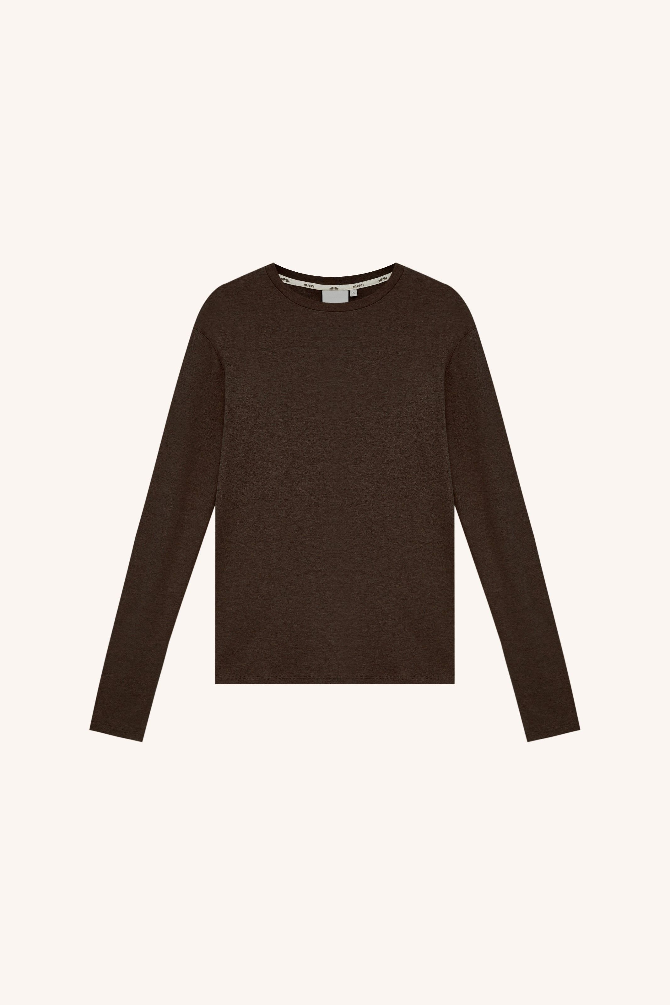 CAMISETA MANGA  LONGA SOM MALHA DE   LÃ  MARROM | BROWN LONG-SLEEVE WOOL JERSEY T-SHIRT