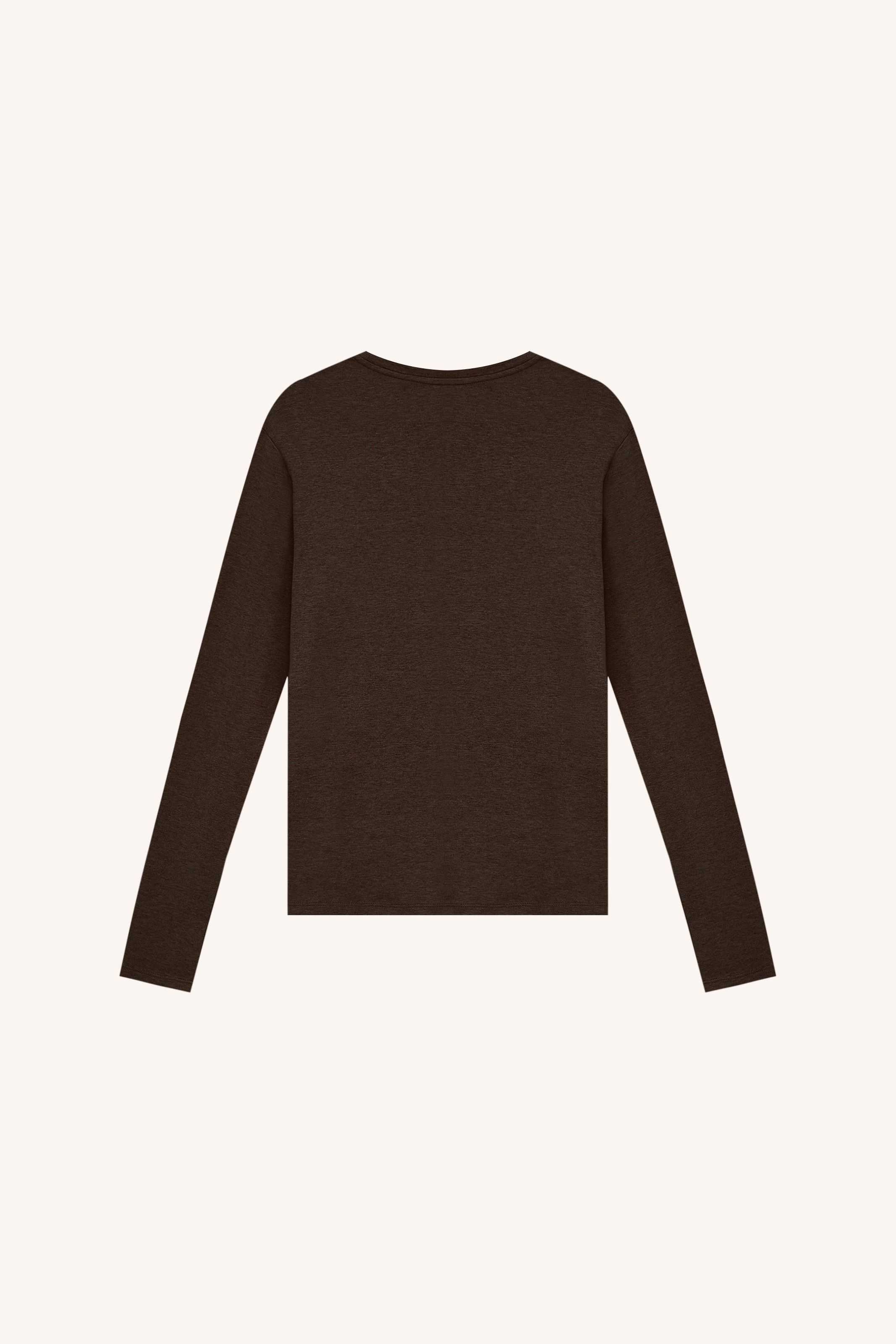 CAMISETA MANGA  LONGA SOM MALHA DE   LÃ  MARROM | BROWN LONG-SLEEVE WOOL JERSEY T-SHIRT