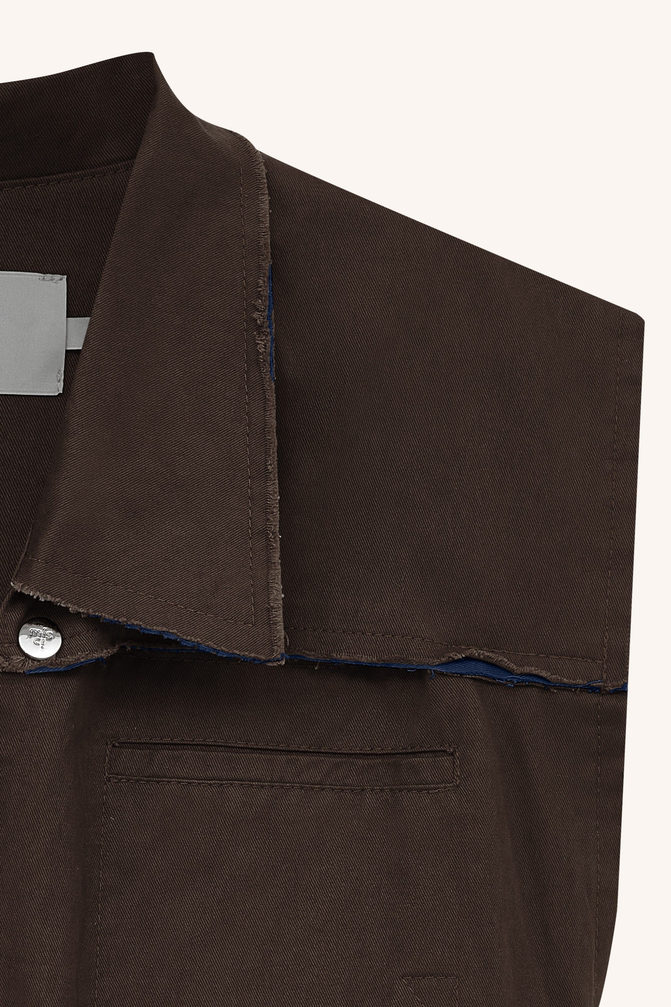COLETE RASGO SARJA CAFÉ MARINHO | NAVY COFFEE TWILL DISTRESSED VEST