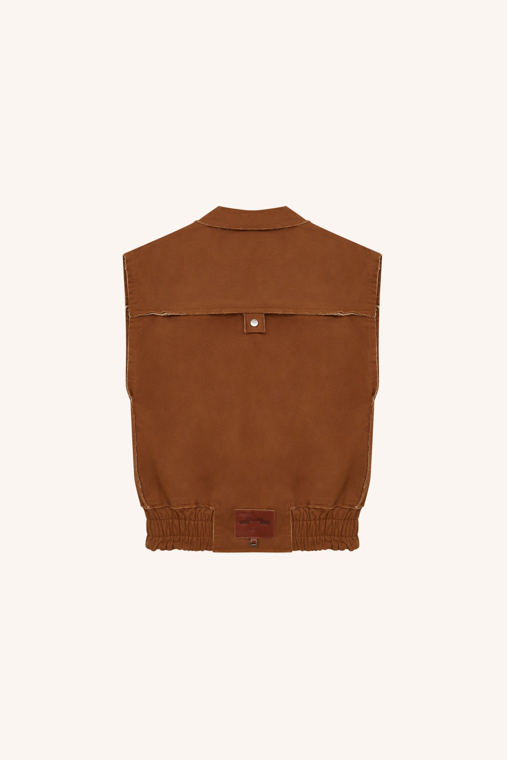 COLETE RASGO SARJA CARAMELO BEGE | CARAMEL BEIGE TWILL DISTRESSED VEST