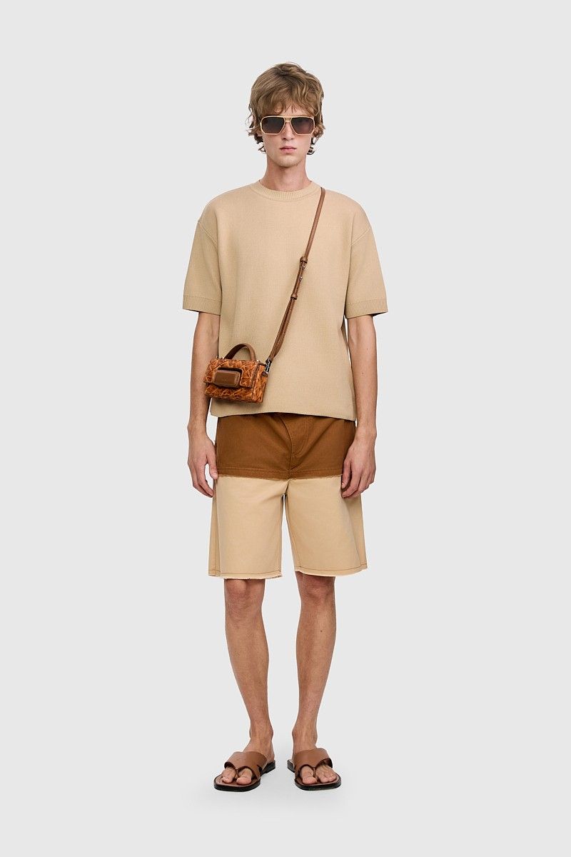 CAMISETA TOLDO TRICOT  BEGE | BEIGE KNIT T-SHIRT