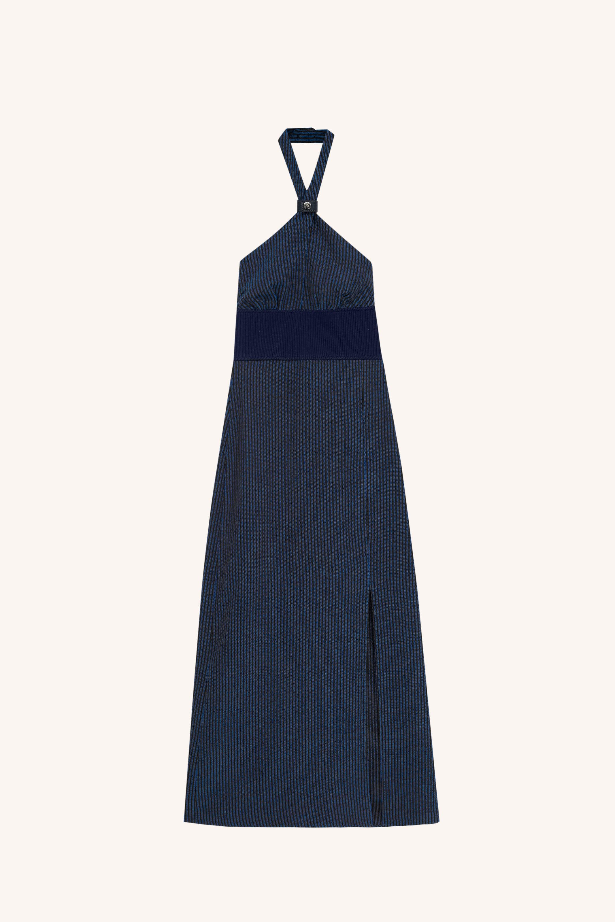 VESTIDO GLADYS AZUL MARROM |  GLADYS BLUE BROWN DRESS
