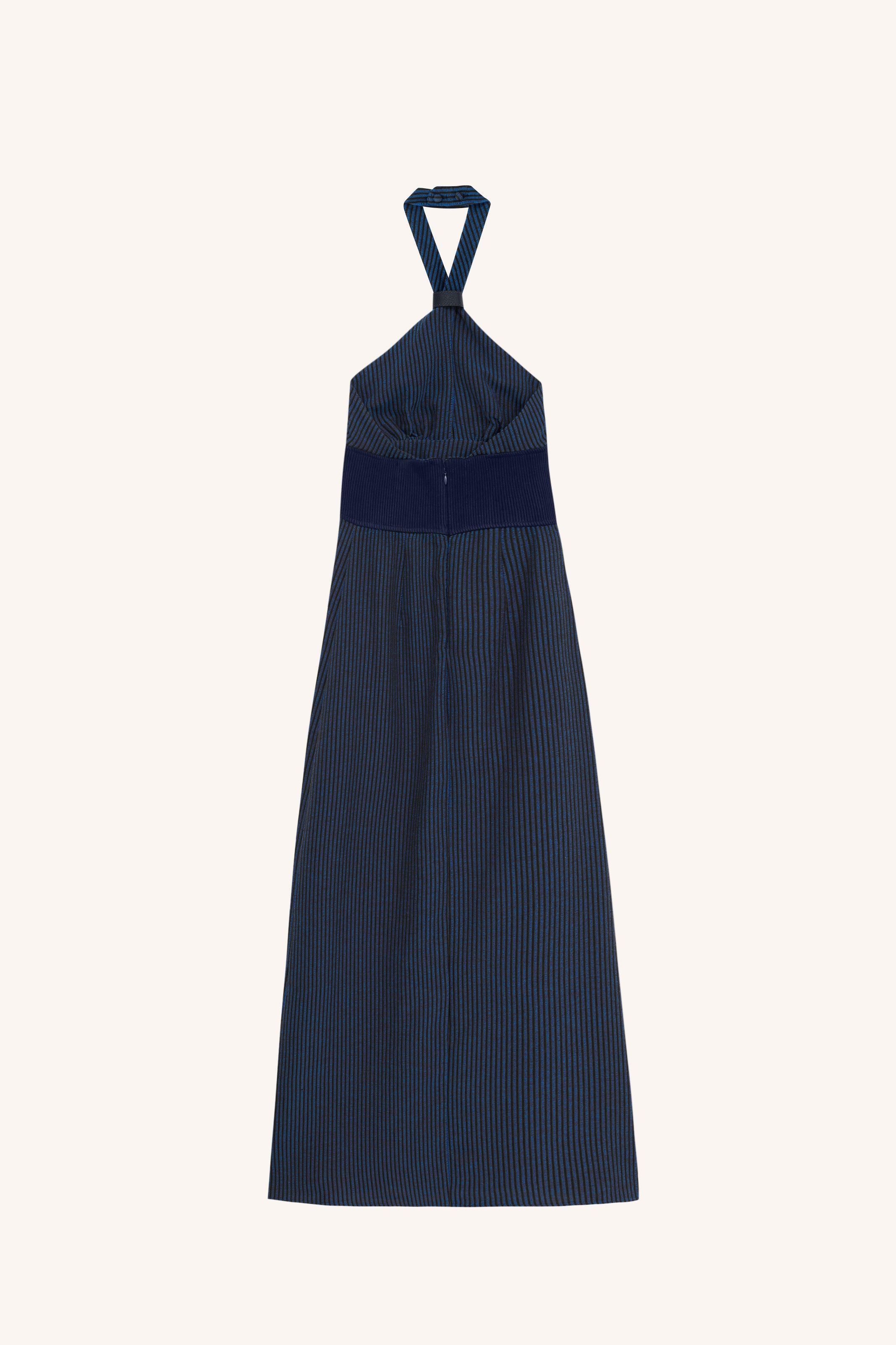 VESTIDO GLADYS AZUL MARROM |  GLADYS BLUE BROWN DRESS