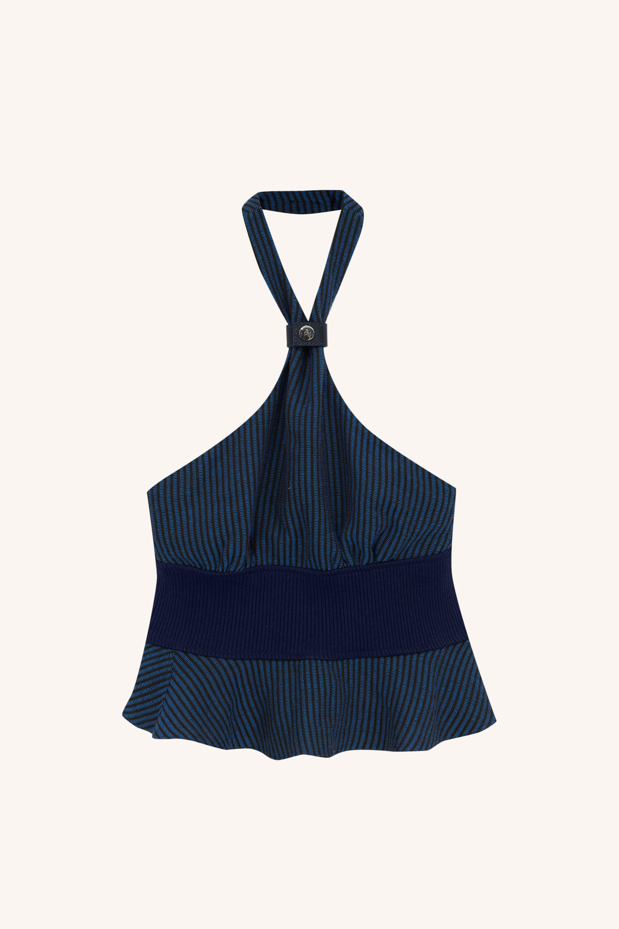 TOP GLADYS AZUL MARROM | GLADYS BLUE BROWN TOP