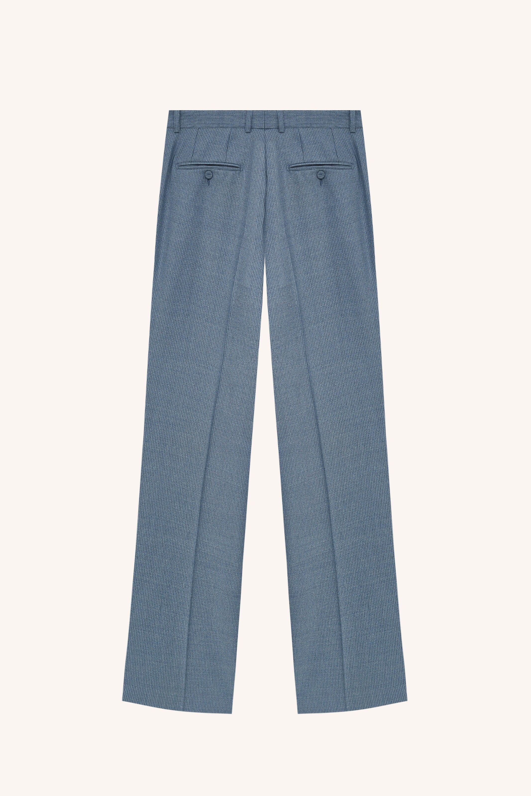 CALÇA CLÁSSICA AIRON MARTIN SEDA LÃ AZUL |  AIRON MARTIN CLASSIC BLUE SILK-WOOL TROUSERS