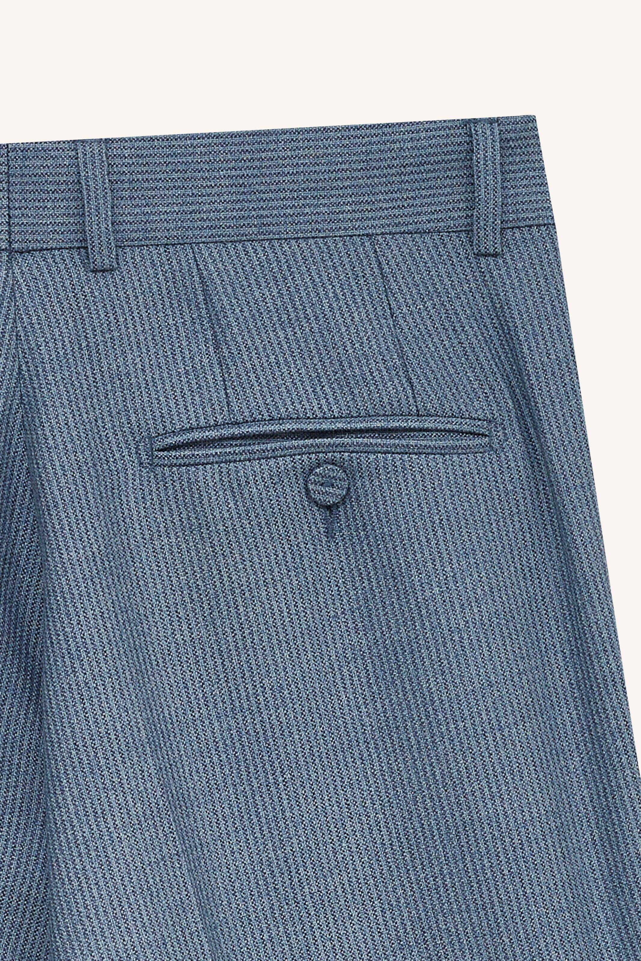CALÇA CLÁSSICA AIRON MARTIN SEDA LÃ AZUL |  AIRON MARTIN CLASSIC BLUE SILK-WOOL TROUSERS