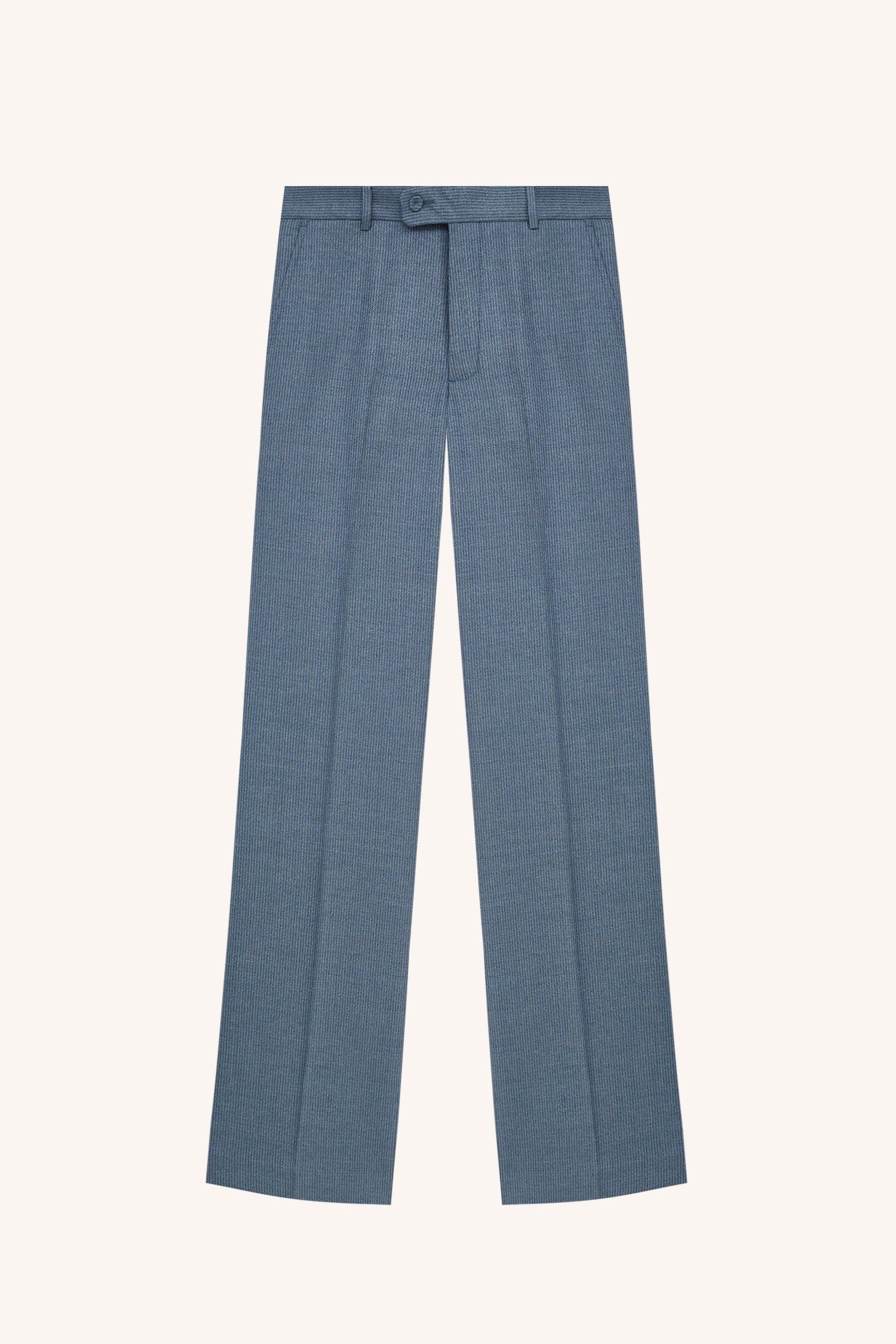 CALÇA CLÁSSICA AIRON MARTIN SEDA LÃ AZUL |  AIRON MARTIN CLASSIC BLUE SILK-WOOL TROUSERS