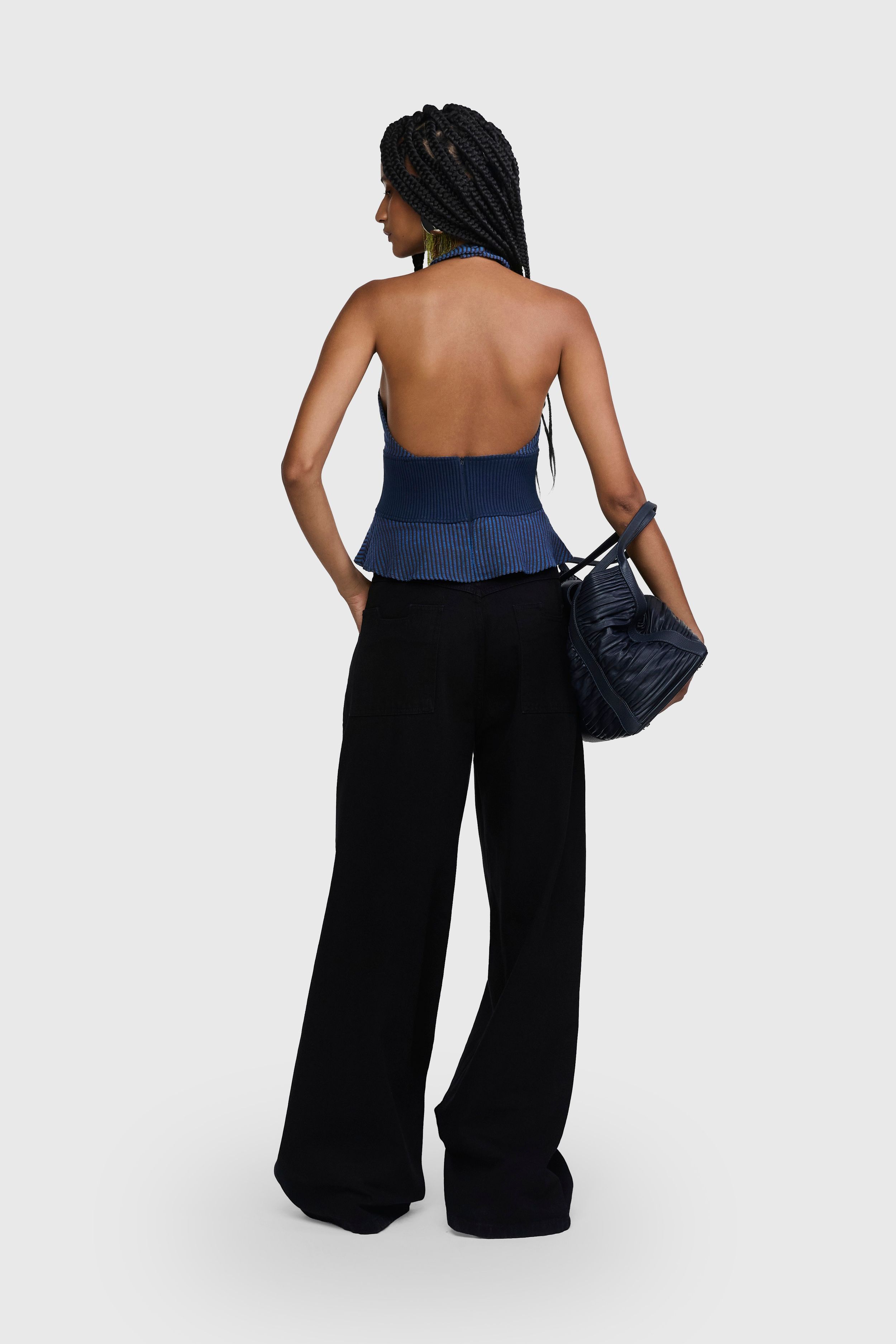 TOP GLADYS AZUL MARROM | GLADYS BLUE BROWN TOP