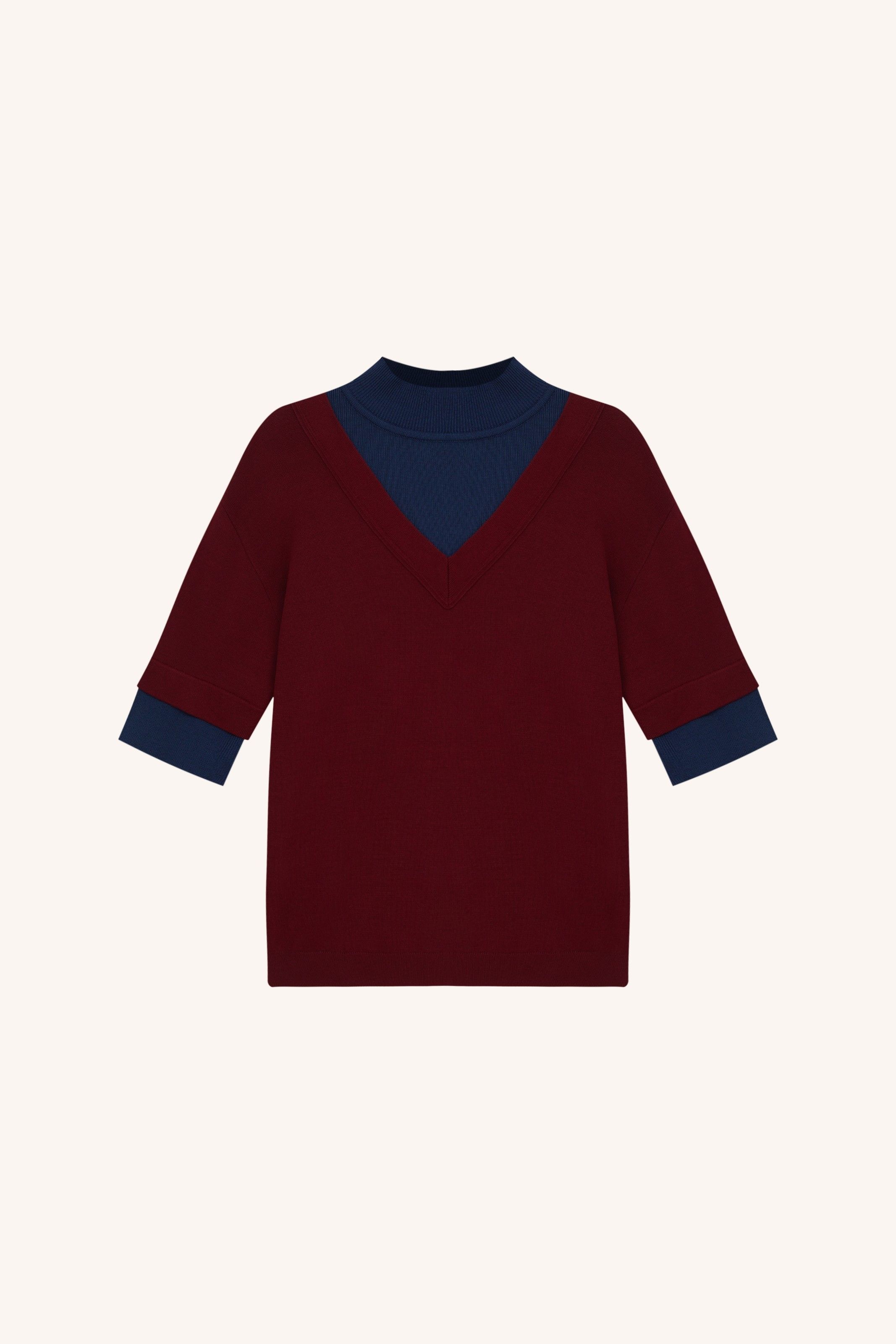 BLUSA RUY TRICOT VINHO/AZUL | BLUE/WINE RUY KNIT BLOUSE