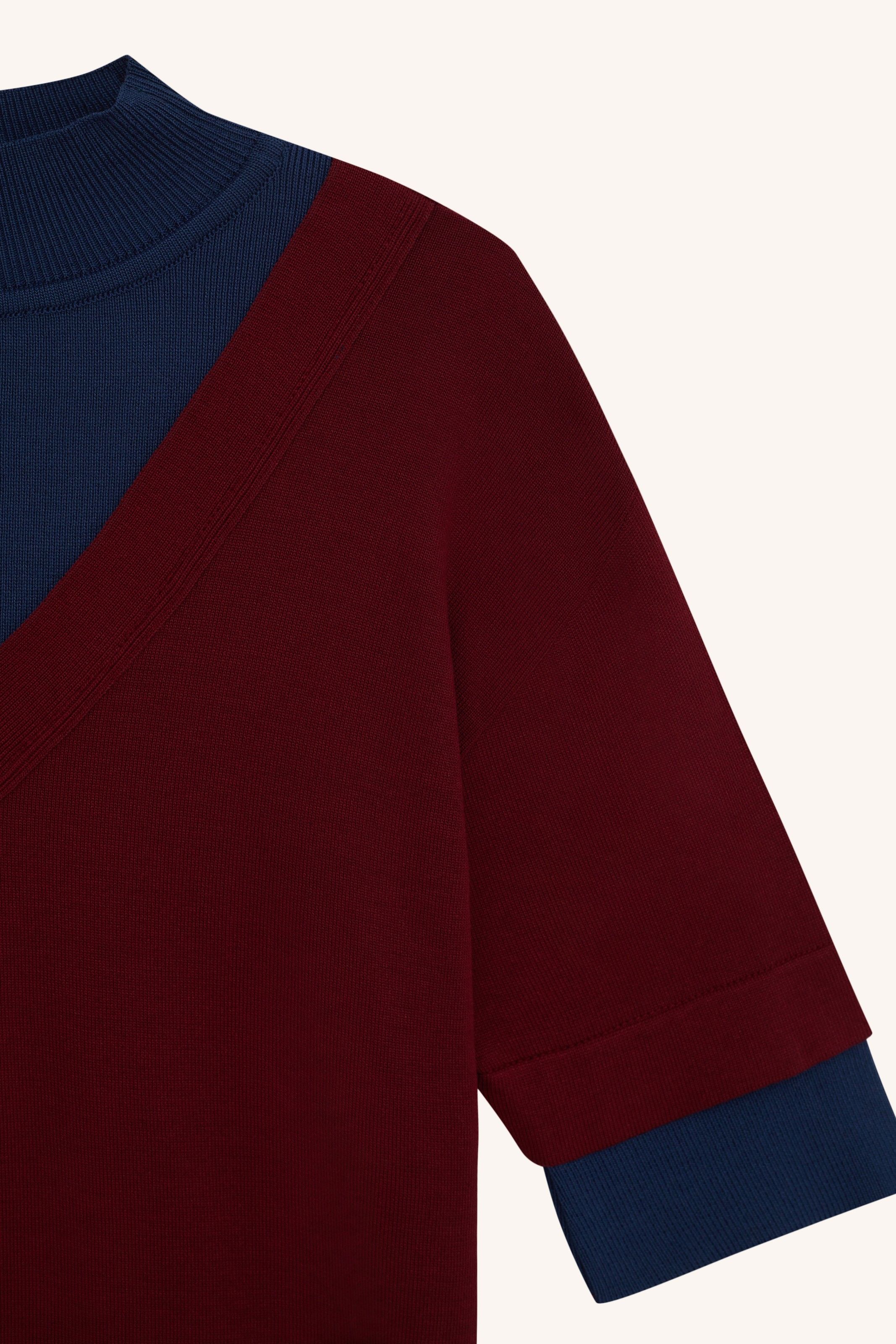 BLUSA RUY TRICOT VINHO/AZUL | BLUE/WINE RUY KNIT BLOUSE