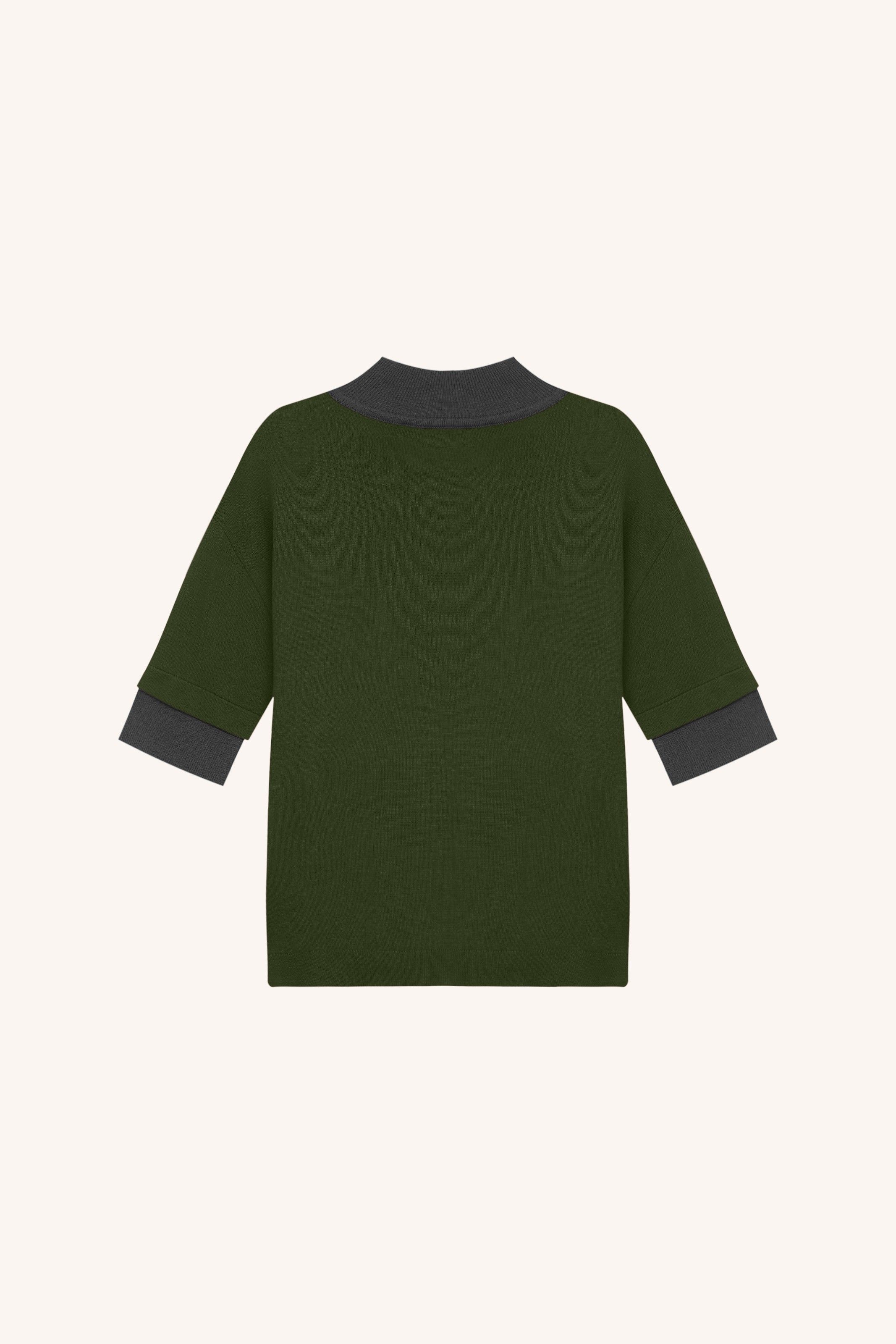 BLUSA RUY TRICOT VERDE/CINZA | GREEN/GRAY RUY KNIT BLOUSE