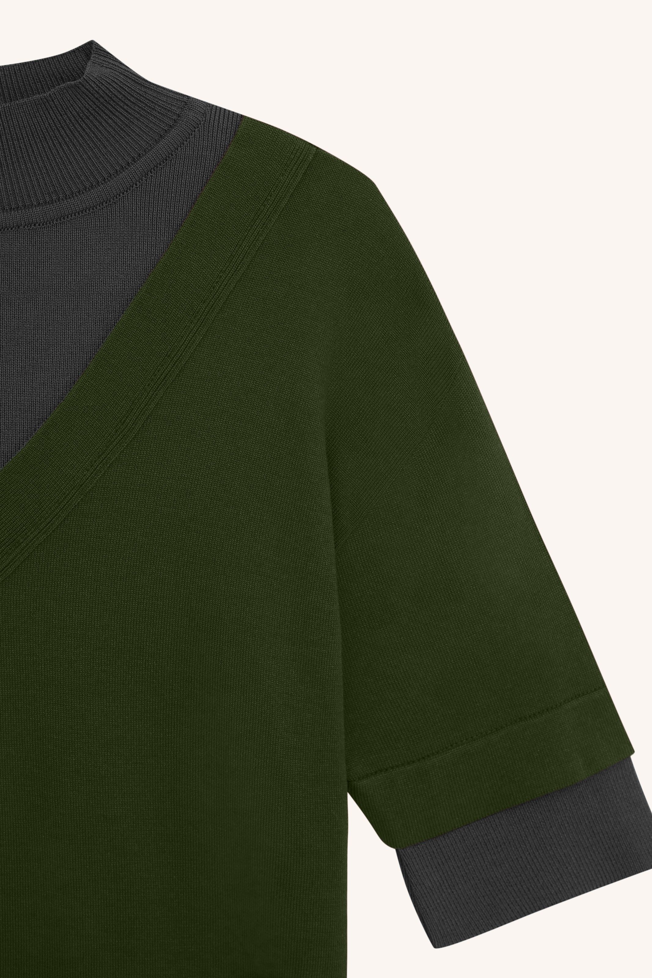 BLUSA RUY TRICOT VERDE/CINZA | GREEN/GRAY RUY KNIT BLOUSE