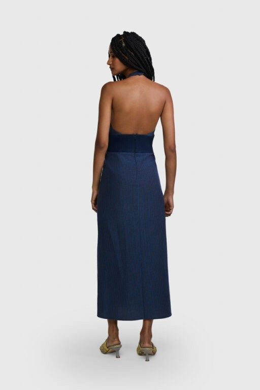 VESTIDO GLADYS AZUL MARROM |  GLADYS BLUE BROWN DRESS