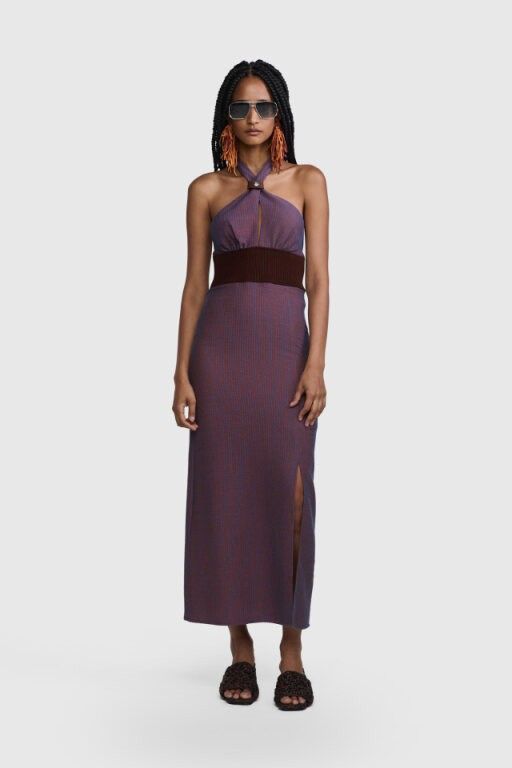 VESTIDO GLADYS LARANJA AZUL |  GLADYS ORANGE BLUE DRESS