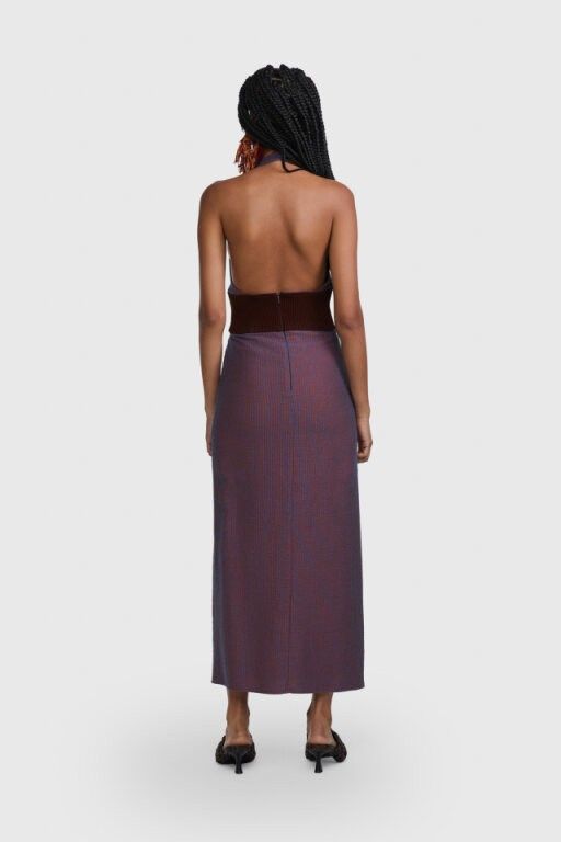 VESTIDO GLADYS LARANJA AZUL |  GLADYS ORANGE BLUE DRESS