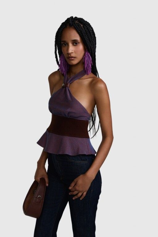 TOP GLADYS LARANJA AZUL | GLADYS ORANGE BLUE TOP